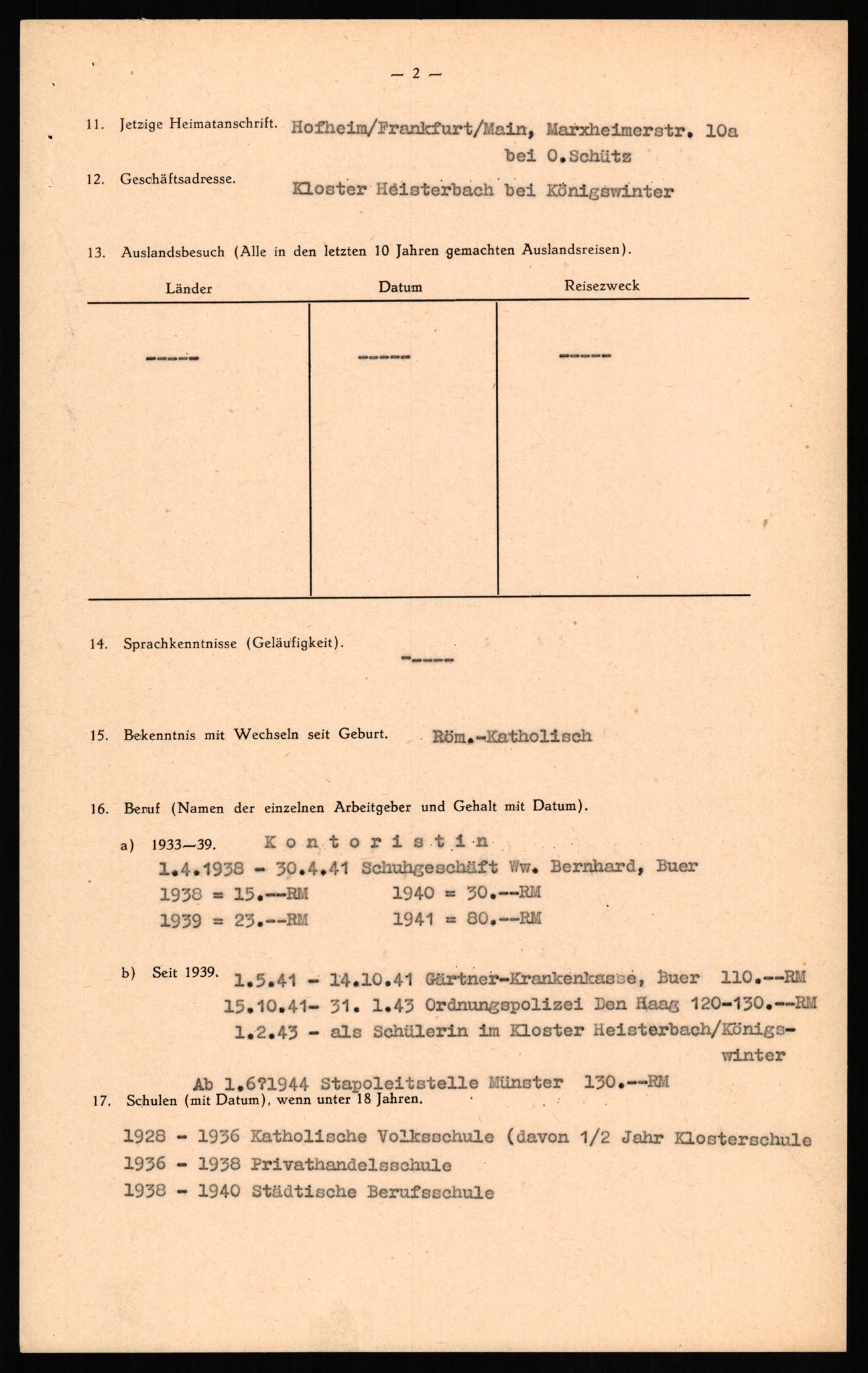 Forsvaret, Forsvarets overkommando II, AV/RA-RAFA-3915/D/Db/L0018: CI Questionaires. Tyske okkupasjonsstyrker i Norge. Tyskere., 1945-1946, p. 384