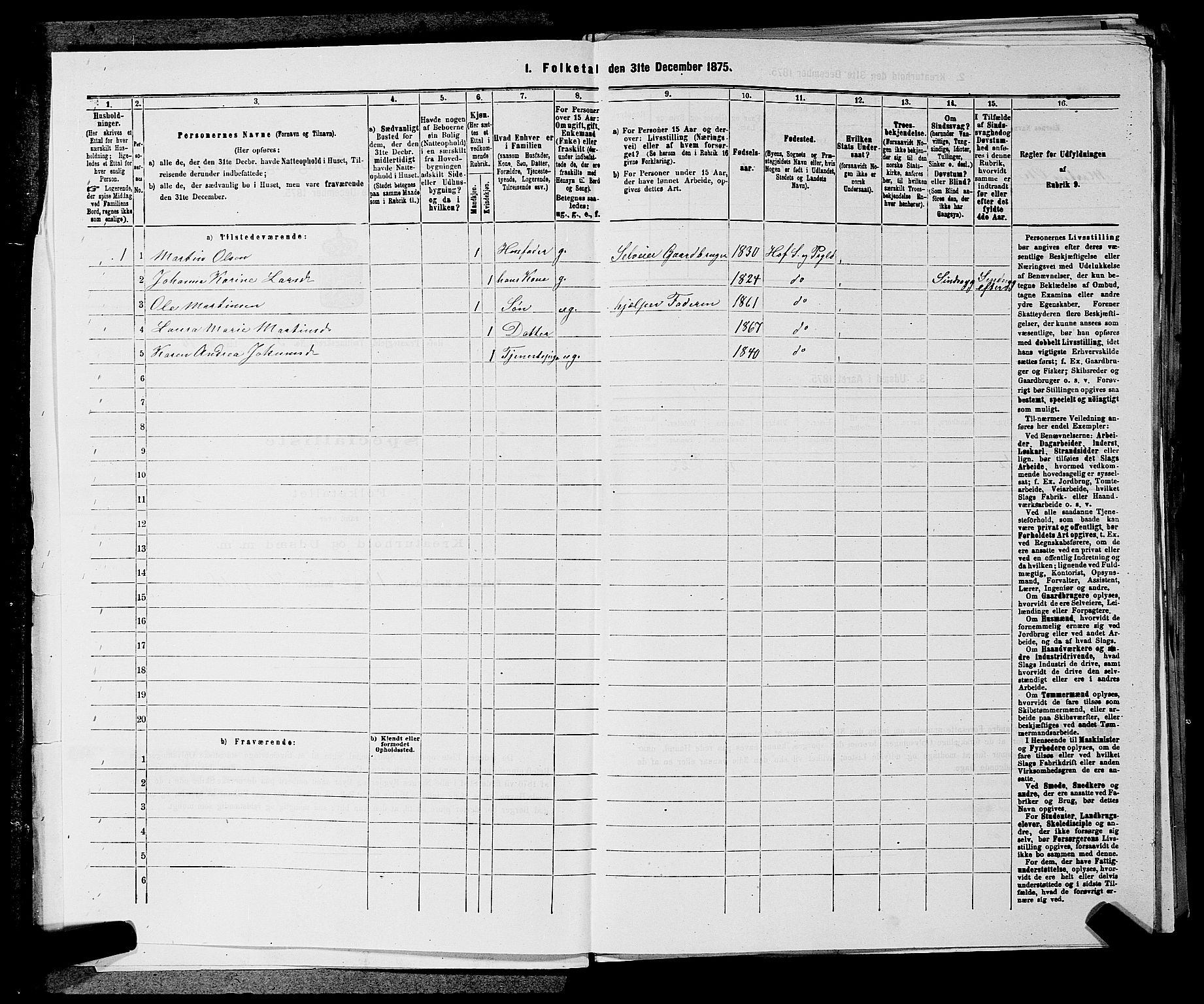 SAKO, 1875 census for 0714P Hof, 1875, p. 268