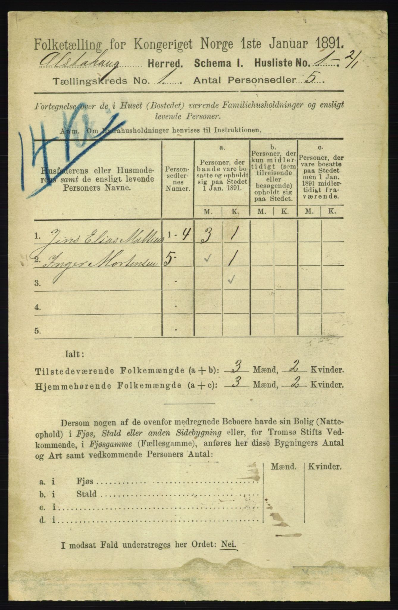 RA, 1891 census for 1820 Alstahaug, 1891, p. 36