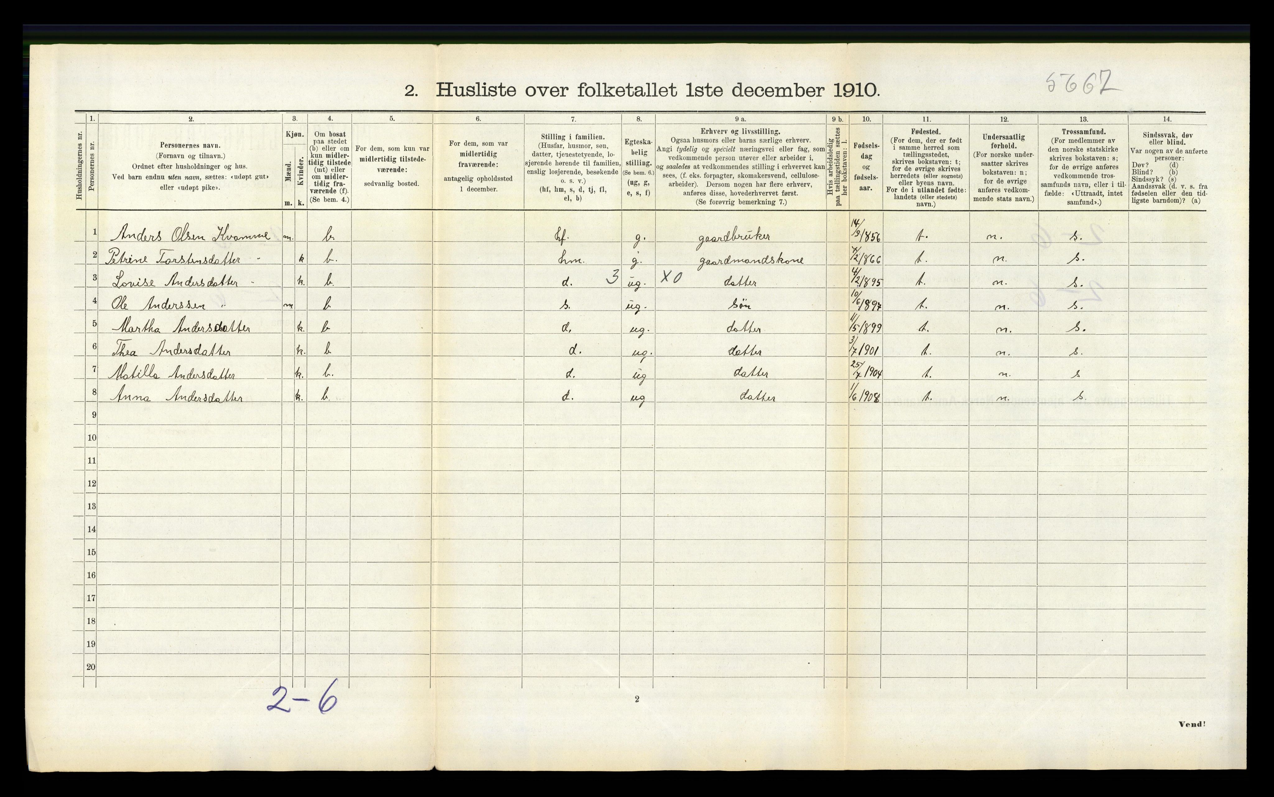 RA, 1910 census for Indre Holmedal, 1910, p. 1139