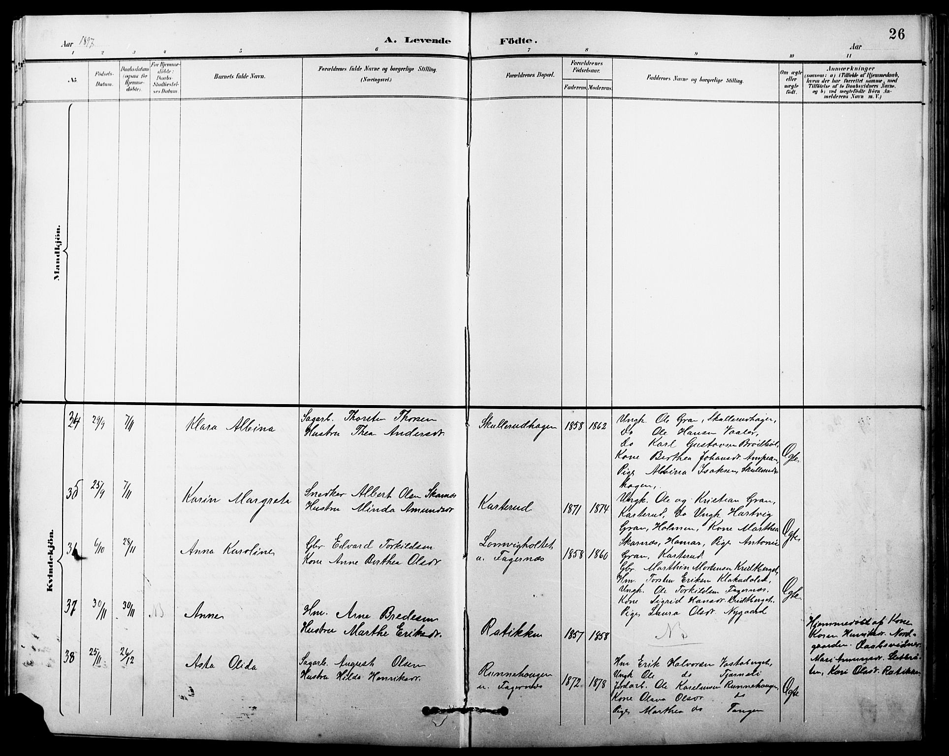 Vinger prestekontor, AV/SAH-PREST-024/H/Ha/Hab/L0004: Parish register (copy) no. 4, 1895-1920, p. 26