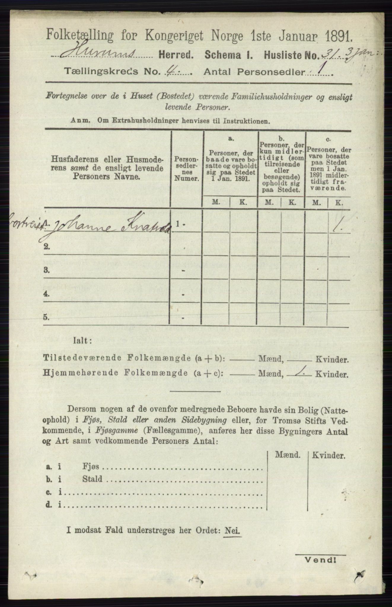 RA, 1891 census for 0628 Hurum, 1891, p. 1150