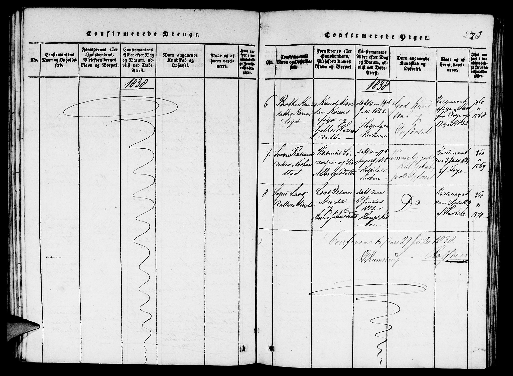 St. Jørgens hospital og Årstad sokneprestembete, AV/SAB-A-99934: Parish register (copy) no. A 1, 1816-1843, p. 270