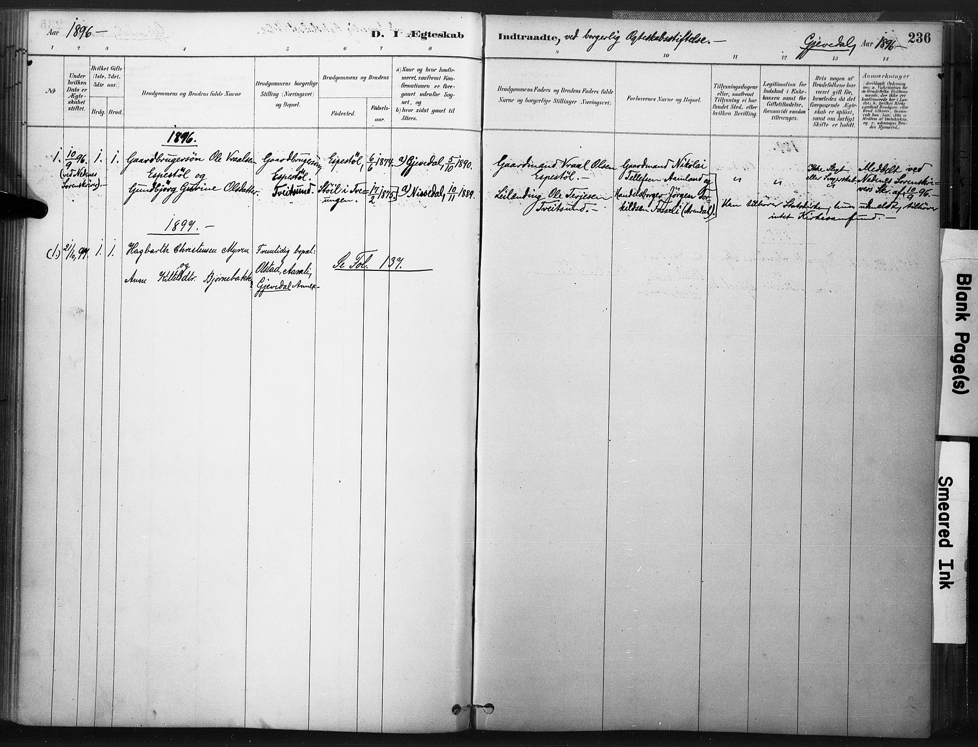 Åmli sokneprestkontor, SAK/1111-0050/F/Fa/Fac/L0010: Parish register (official) no. A 10 /2, 1885-1899, p. 236