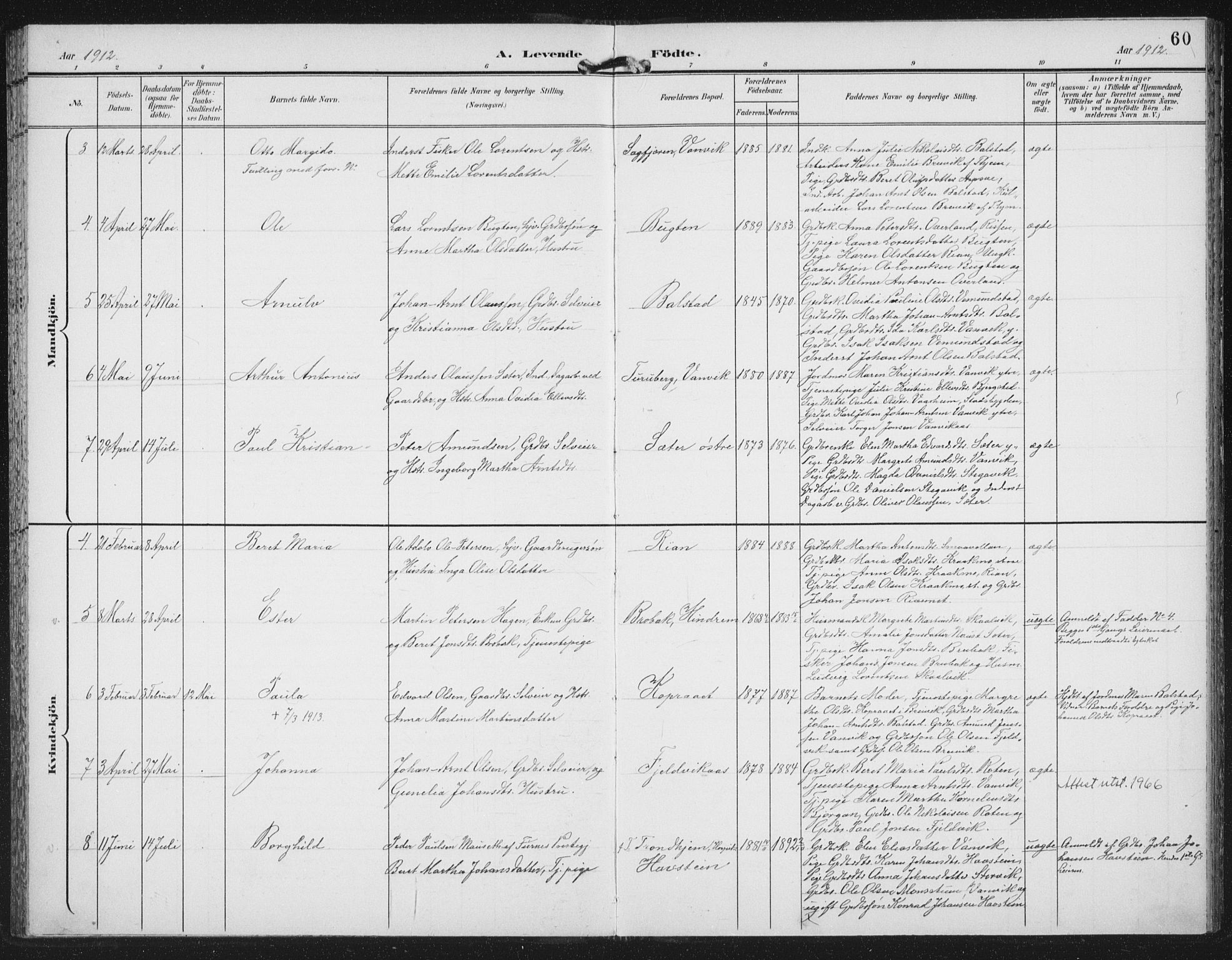 Ministerialprotokoller, klokkerbøker og fødselsregistre - Nord-Trøndelag, SAT/A-1458/702/L0024: Parish register (official) no. 702A02, 1898-1914, p. 60