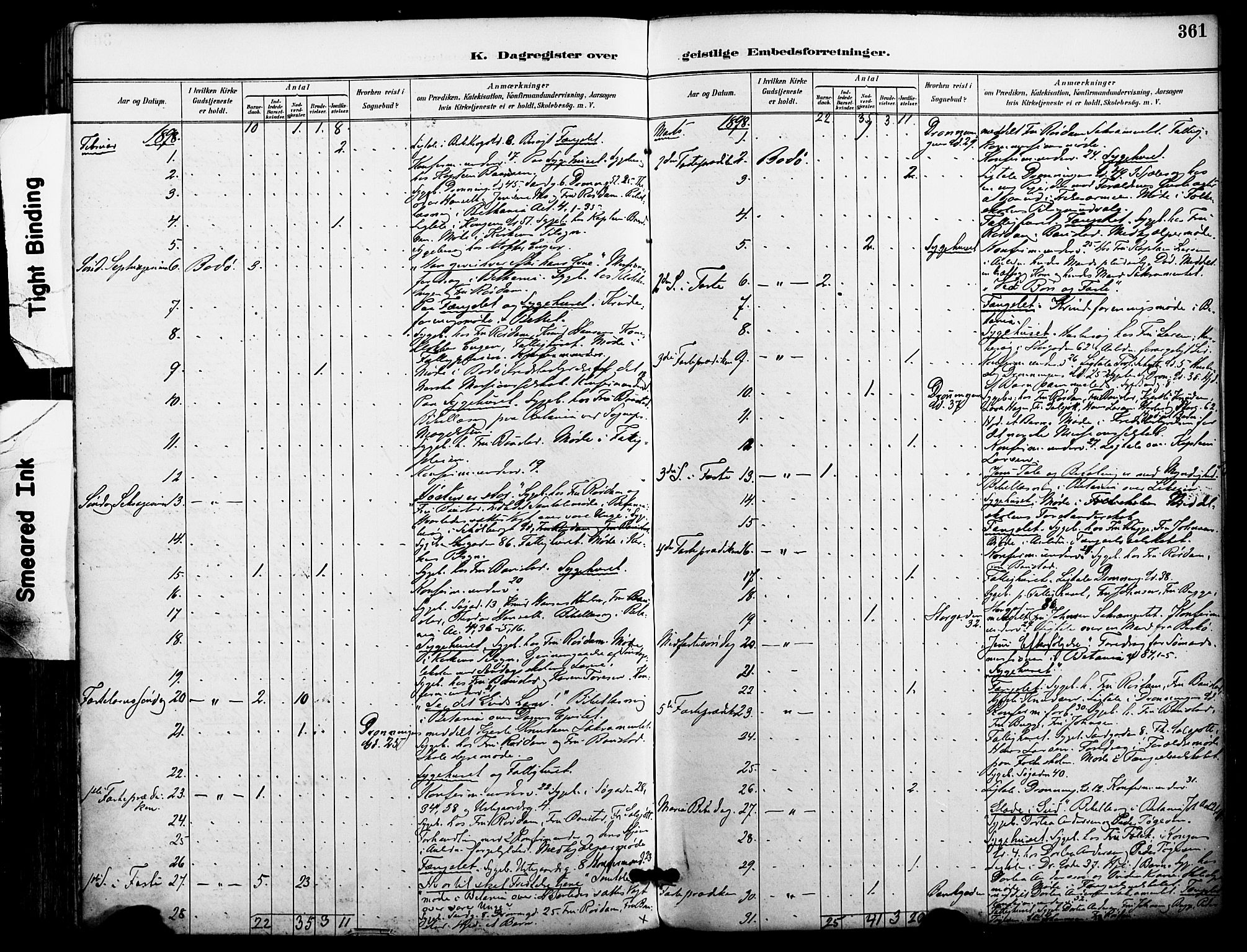 Ministerialprotokoller, klokkerbøker og fødselsregistre - Nordland, AV/SAT-A-1459/801/L0010: Parish register (official) no. 801A10, 1888-1899, p. 361