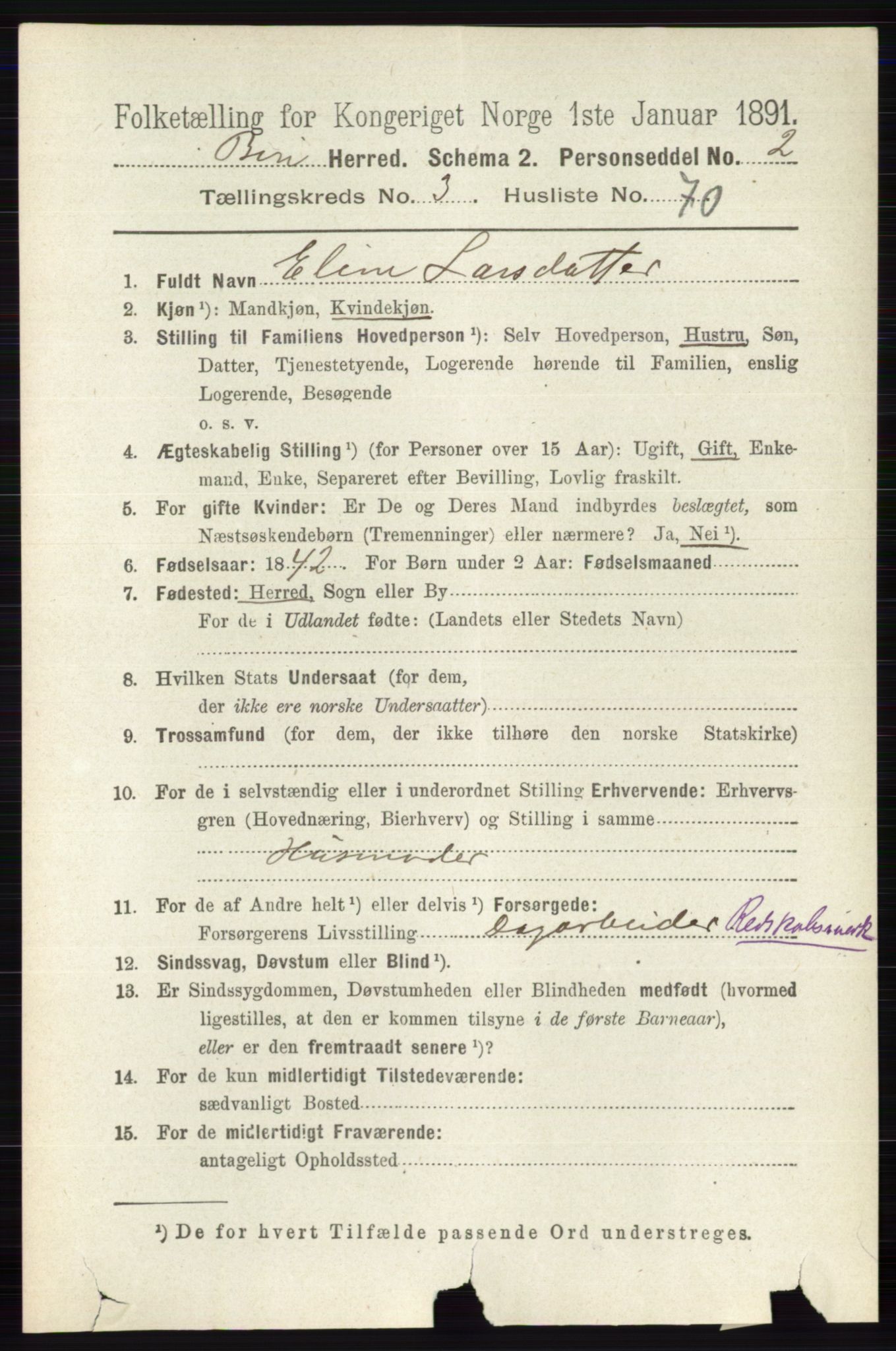 RA, 1891 census for 0525 Biri, 1891, p. 1323