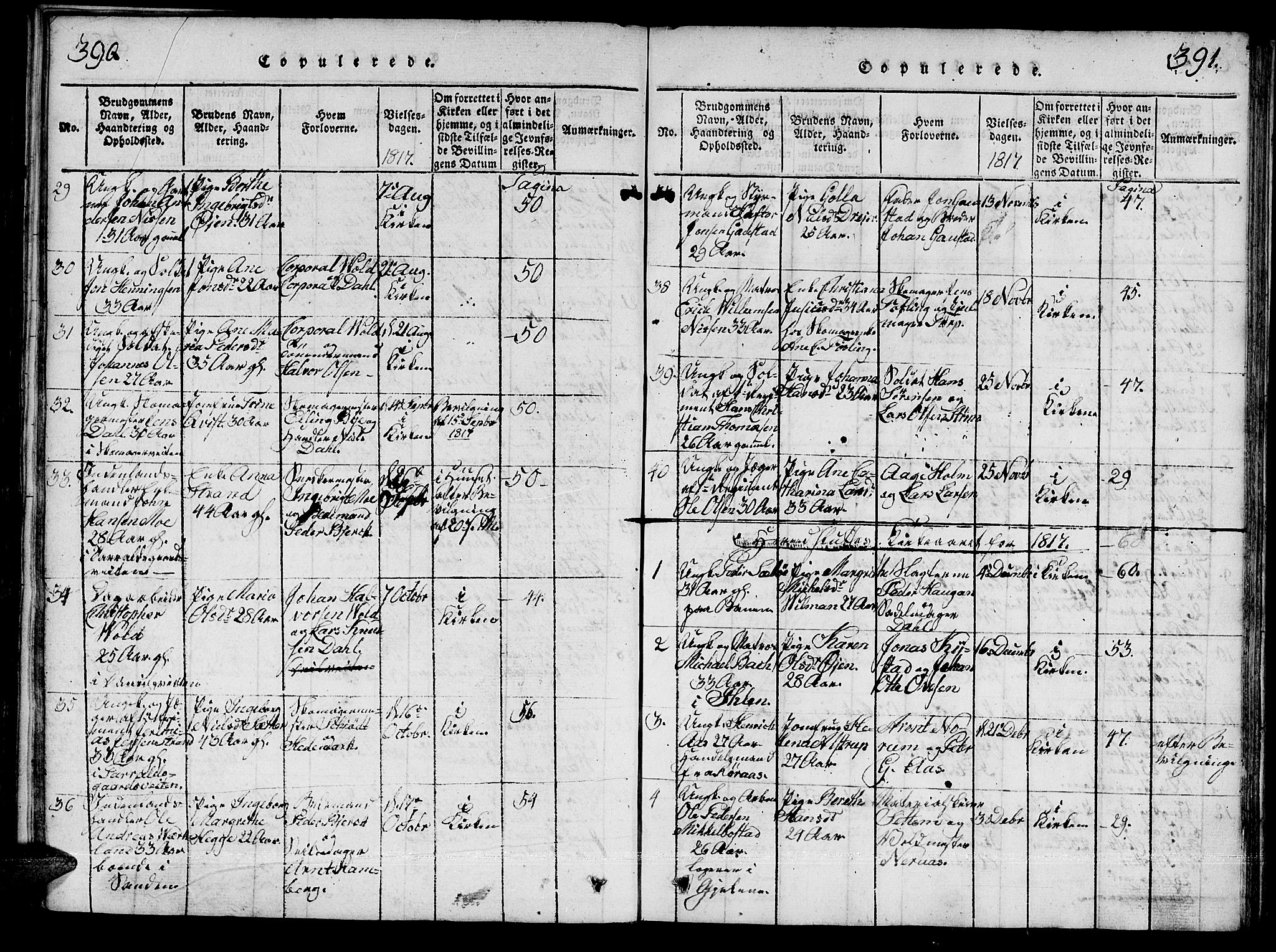 Ministerialprotokoller, klokkerbøker og fødselsregistre - Sør-Trøndelag, SAT/A-1456/601/L0043: Parish register (official) no. 601A11, 1815-1821, p. 390-391