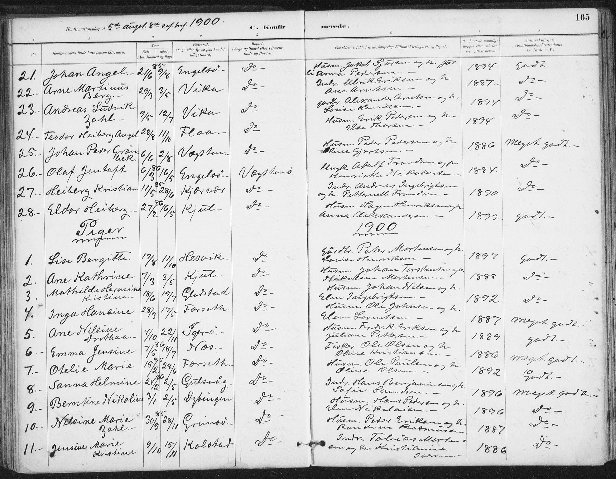 Ministerialprotokoller, klokkerbøker og fødselsregistre - Nordland, AV/SAT-A-1459/816/L0244: Parish register (official) no. 816A10, 1886-1903, p. 165