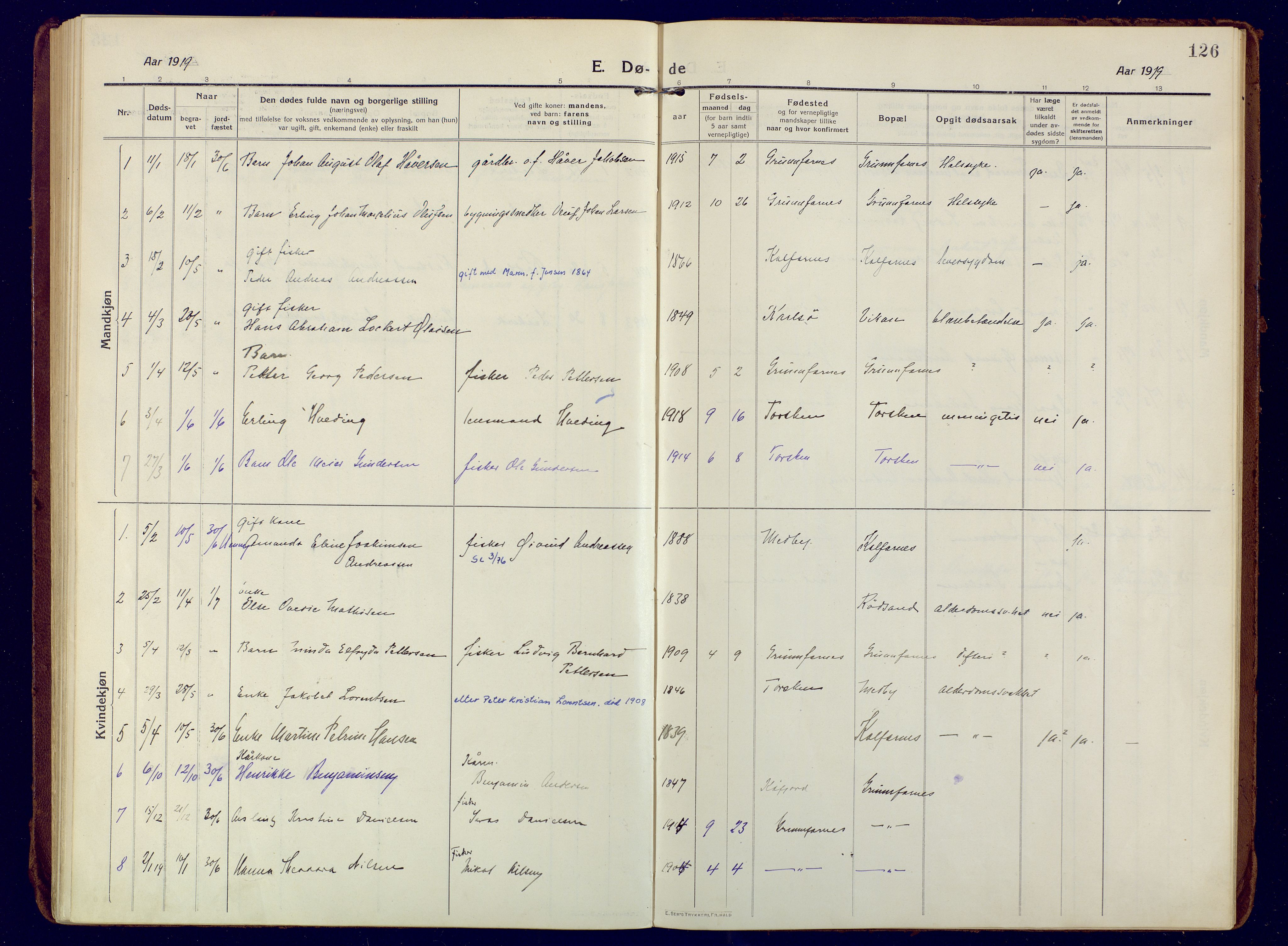 Berg sokneprestkontor, SATØ/S-1318/G/Ga/Gaa: Parish register (official) no. 10, 1916-1928, p. 126