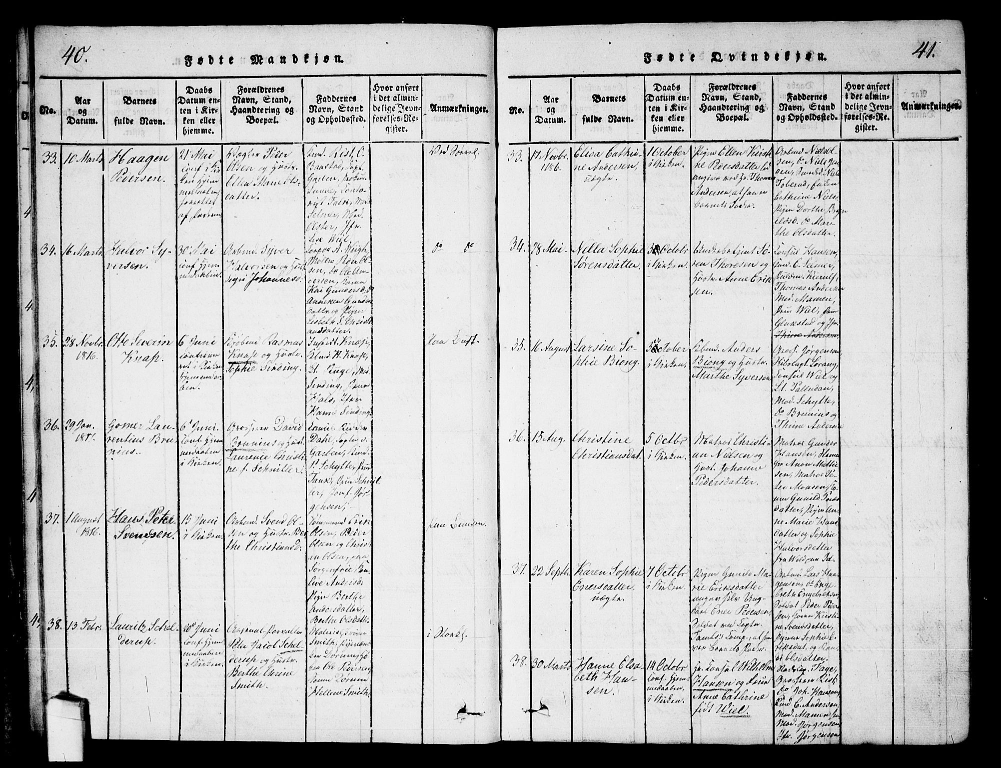 Halden prestekontor Kirkebøker, AV/SAO-A-10909/G/Ga/L0001: Parish register (copy) no. 1, 1815-1833, p. 40-41