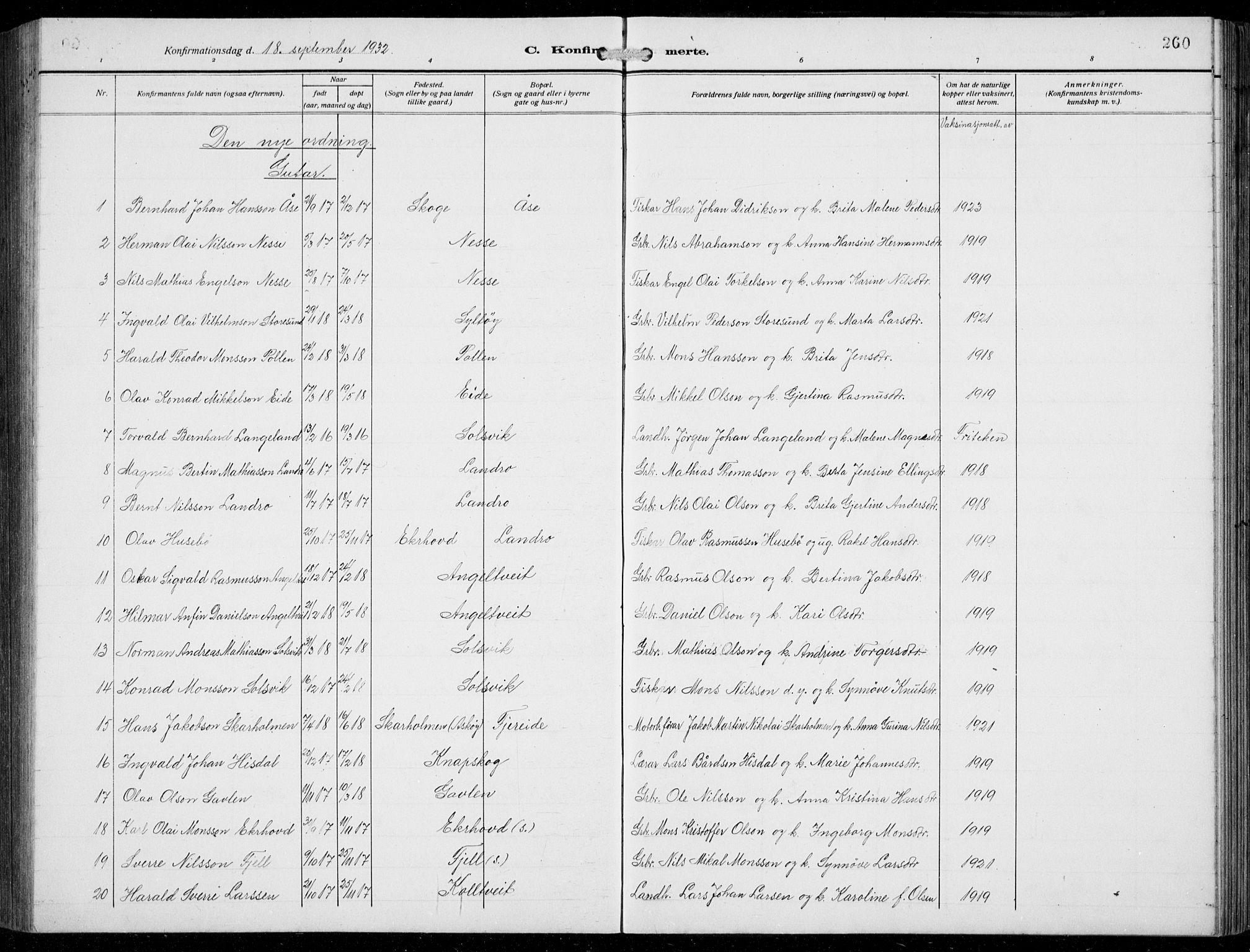 Fjell sokneprestembete, AV/SAB-A-75301/H/Hab: Parish register (copy) no. A  6, 1918-1936, p. 260