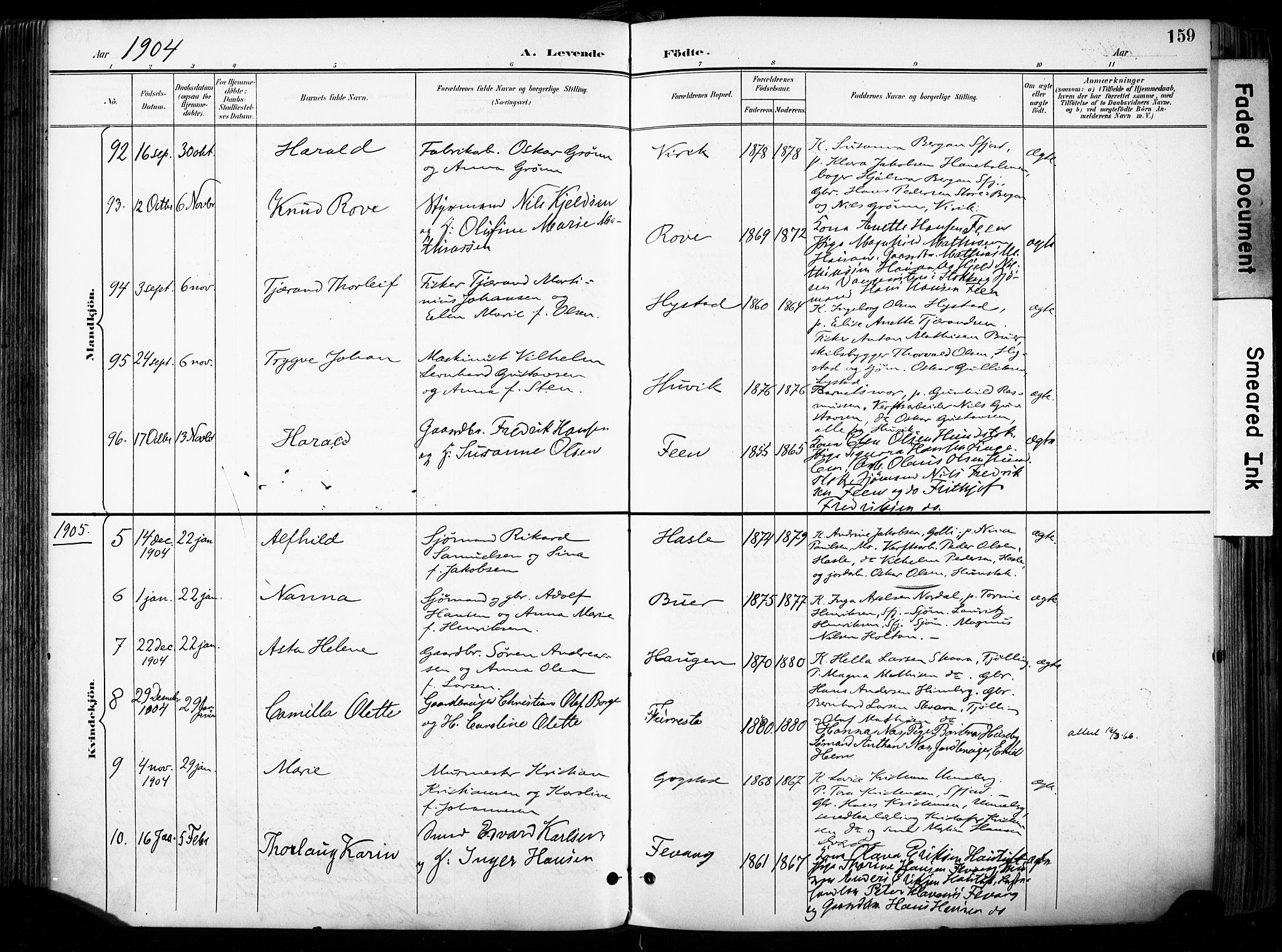 Sandar kirkebøker, AV/SAKO-A-243/F/Fa/L0014: Parish register (official) no. 14, 1896-1909, p. 159