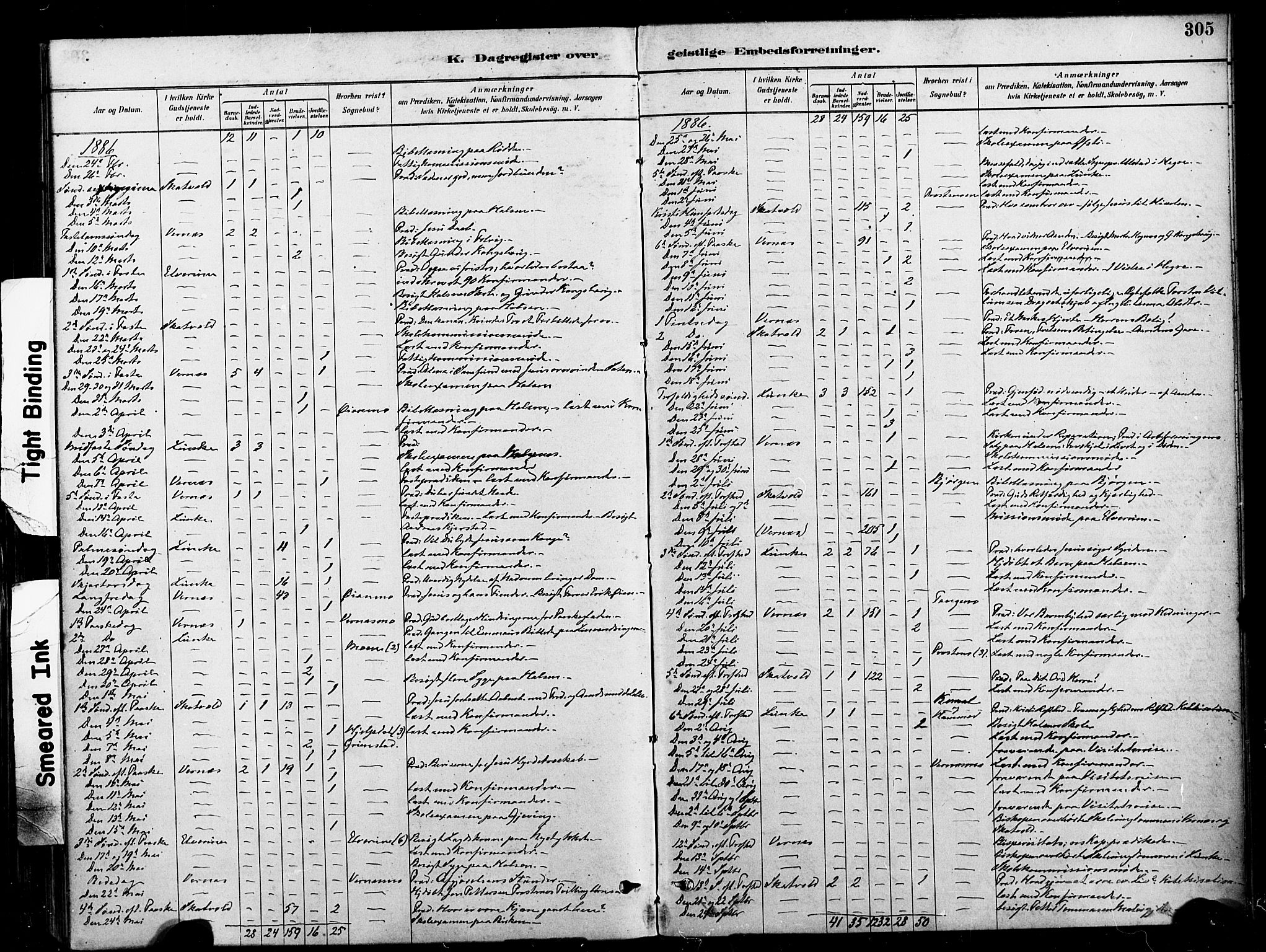 Ministerialprotokoller, klokkerbøker og fødselsregistre - Nord-Trøndelag, AV/SAT-A-1458/709/L0077: Parish register (official) no. 709A17, 1880-1895, p. 305