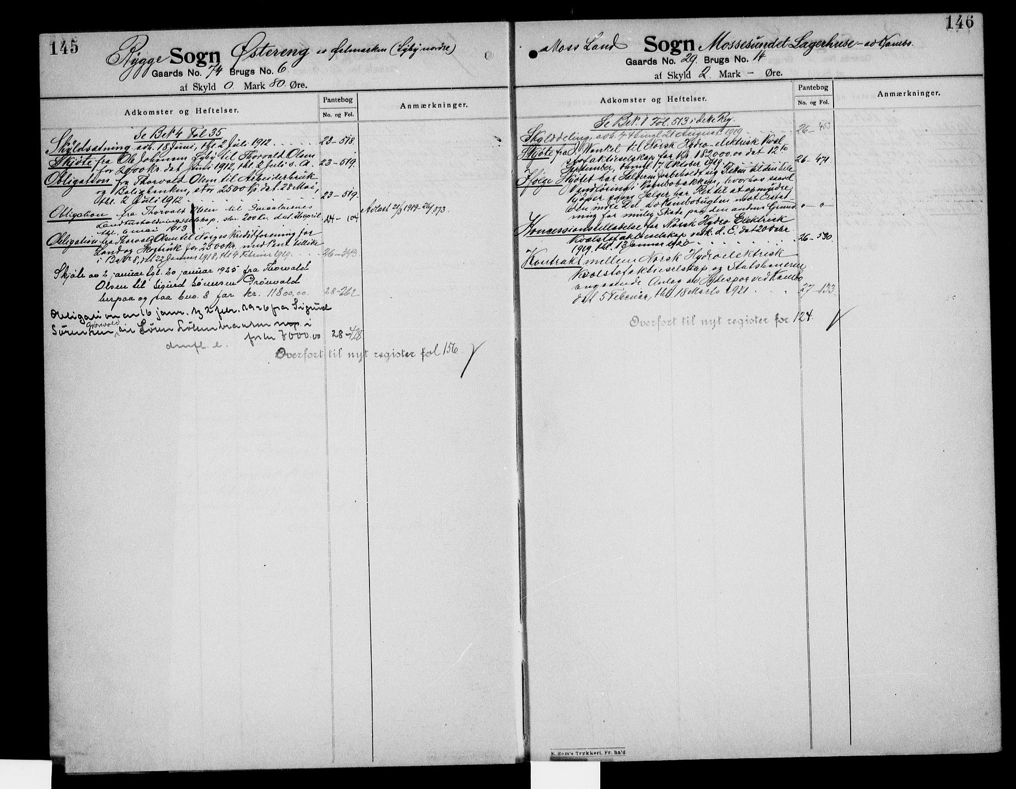 Moss sorenskriveri, SAO/A-10168: Mortgage register no. IV 6, 1910-1925, p. 145-146