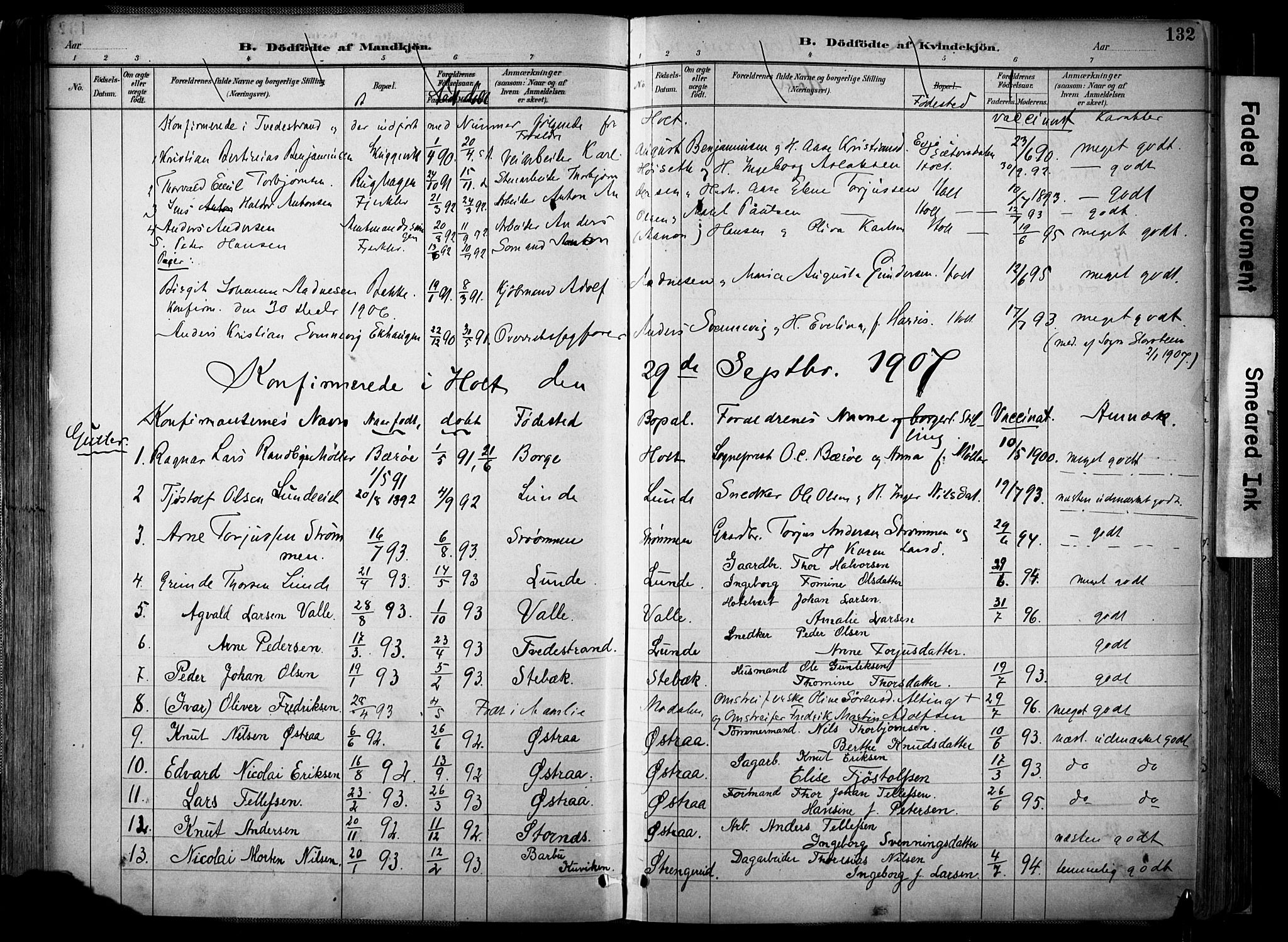 Holt sokneprestkontor, SAK/1111-0021/F/Fa/L0012: Parish register (official) no. A 12, 1885-1907, p. 132