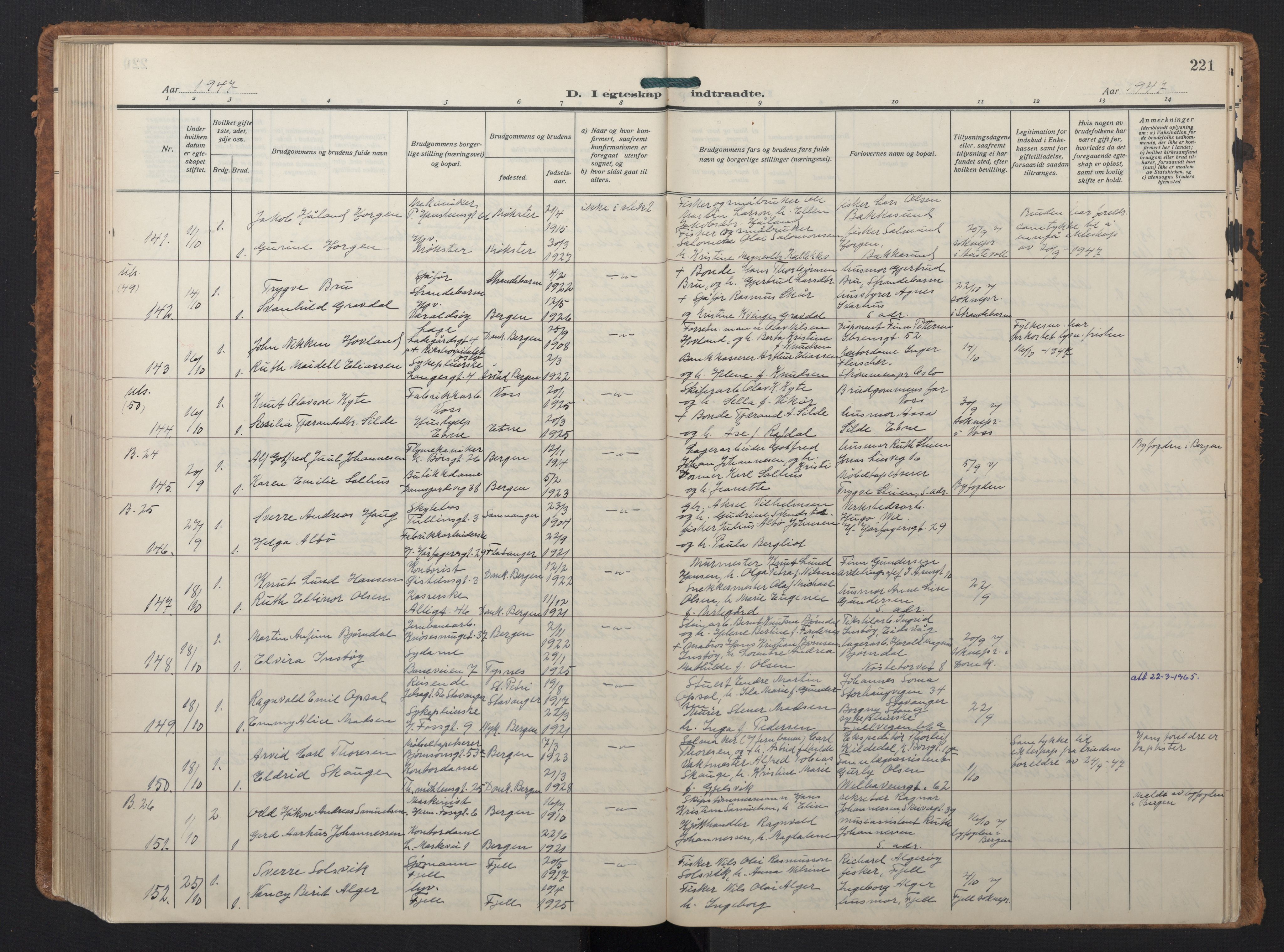 Johanneskirken sokneprestembete, AV/SAB-A-76001/H/Hab: Parish register (copy) no. C 3, 1929-1949, p. 220b-221a