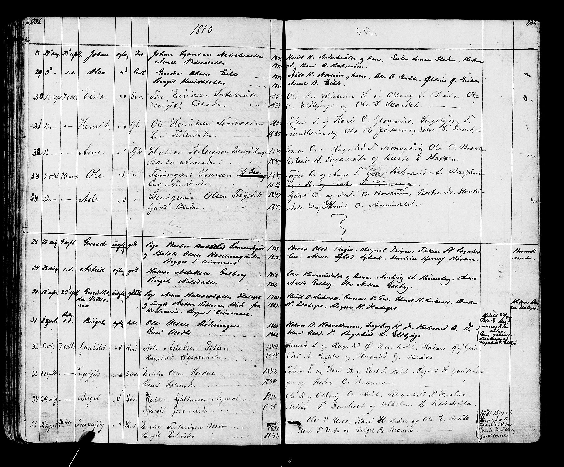 Gol kirkebøker, AV/SAKO-A-226/G/Ga/L0002: Parish register (copy) no. I 2, 1860-1887, p. 236-237