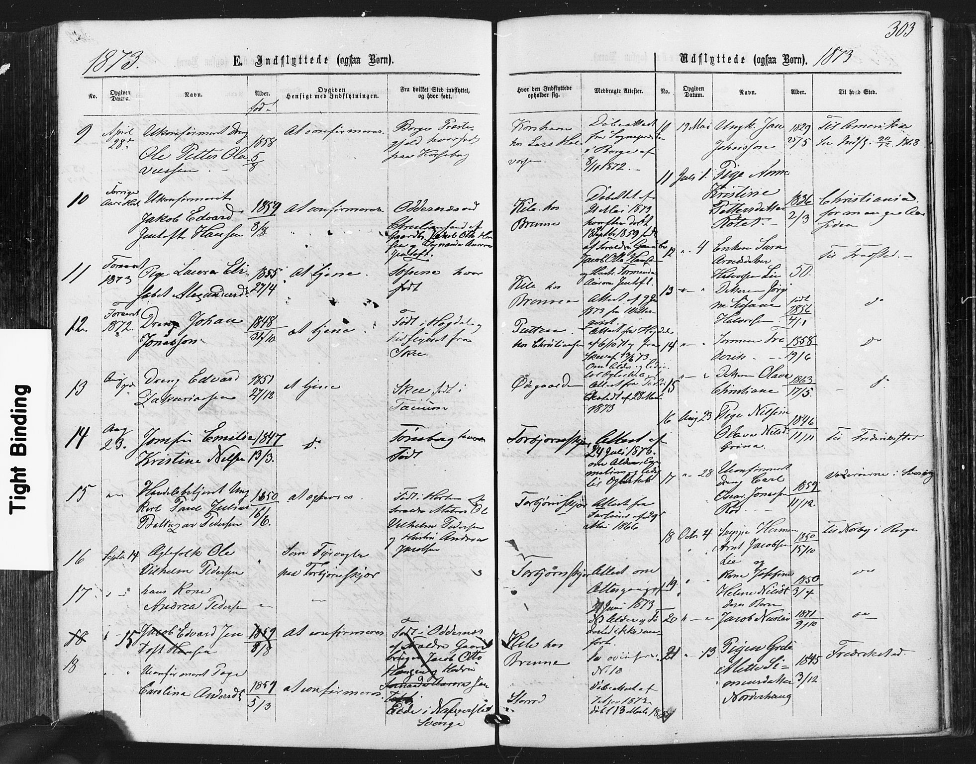Hvaler prestekontor Kirkebøker, SAO/A-2001/F/Fa/L0007: Parish register (official) no. I 7, 1864-1878, p. 303