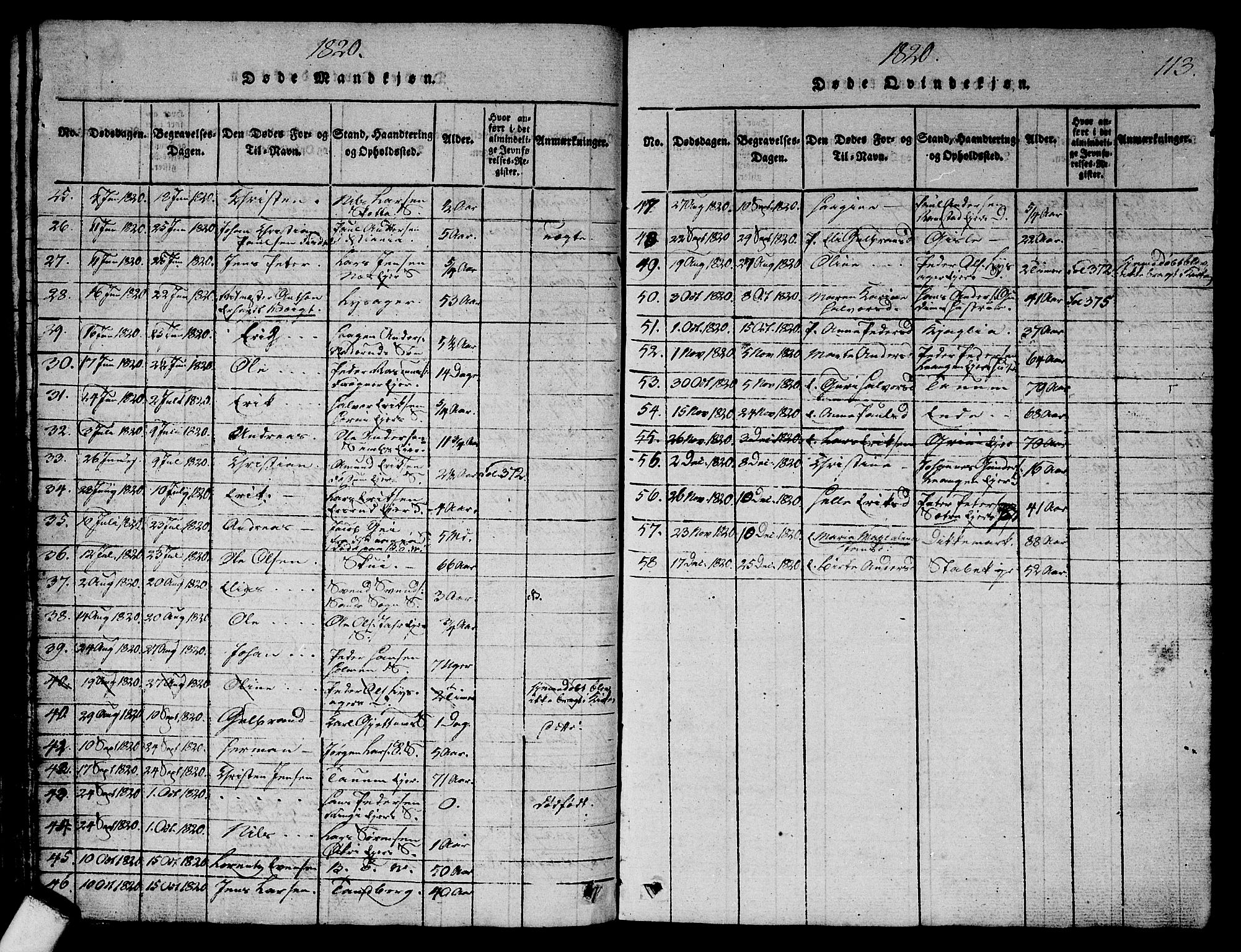Asker prestekontor Kirkebøker, SAO/A-10256a/G/Ga/L0001: Parish register (copy) no. I 1, 1814-1830, p. 113
