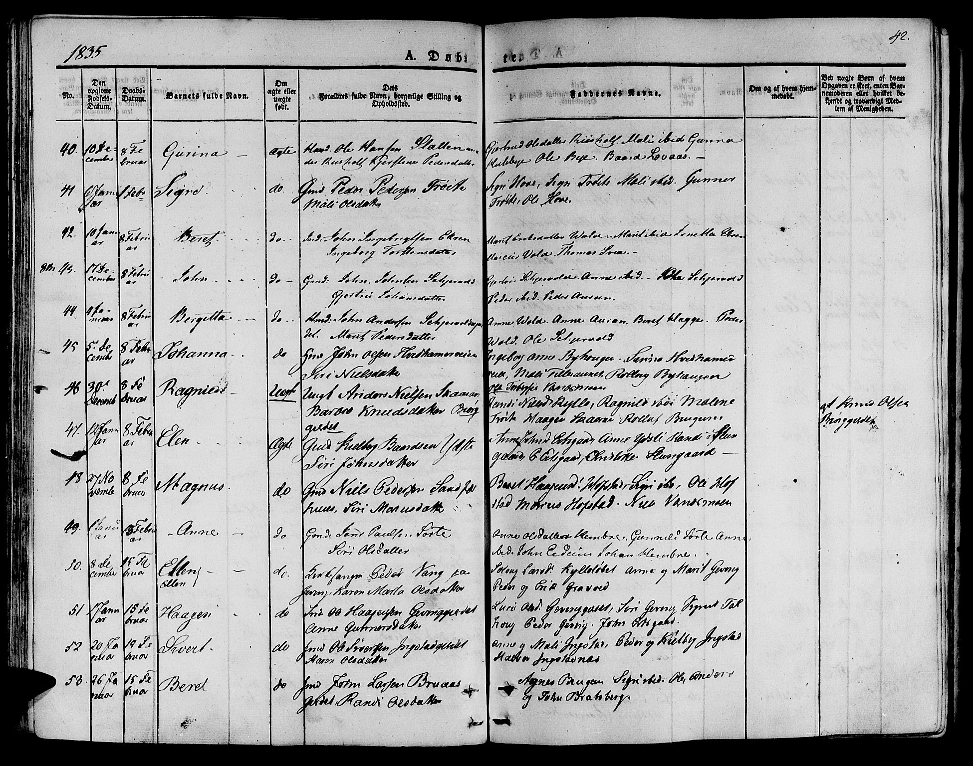 Ministerialprotokoller, klokkerbøker og fødselsregistre - Nord-Trøndelag, AV/SAT-A-1458/709/L0071: Parish register (official) no. 709A11, 1833-1844, p. 42