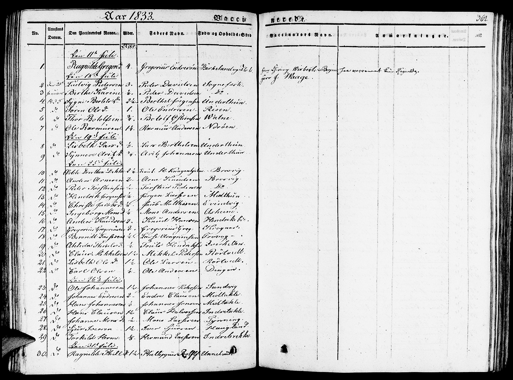 Gulen sokneprestembete, SAB/A-80201/H/Haa/Haaa/L0019: Parish register (official) no. A 19, 1826-1836, p. 362