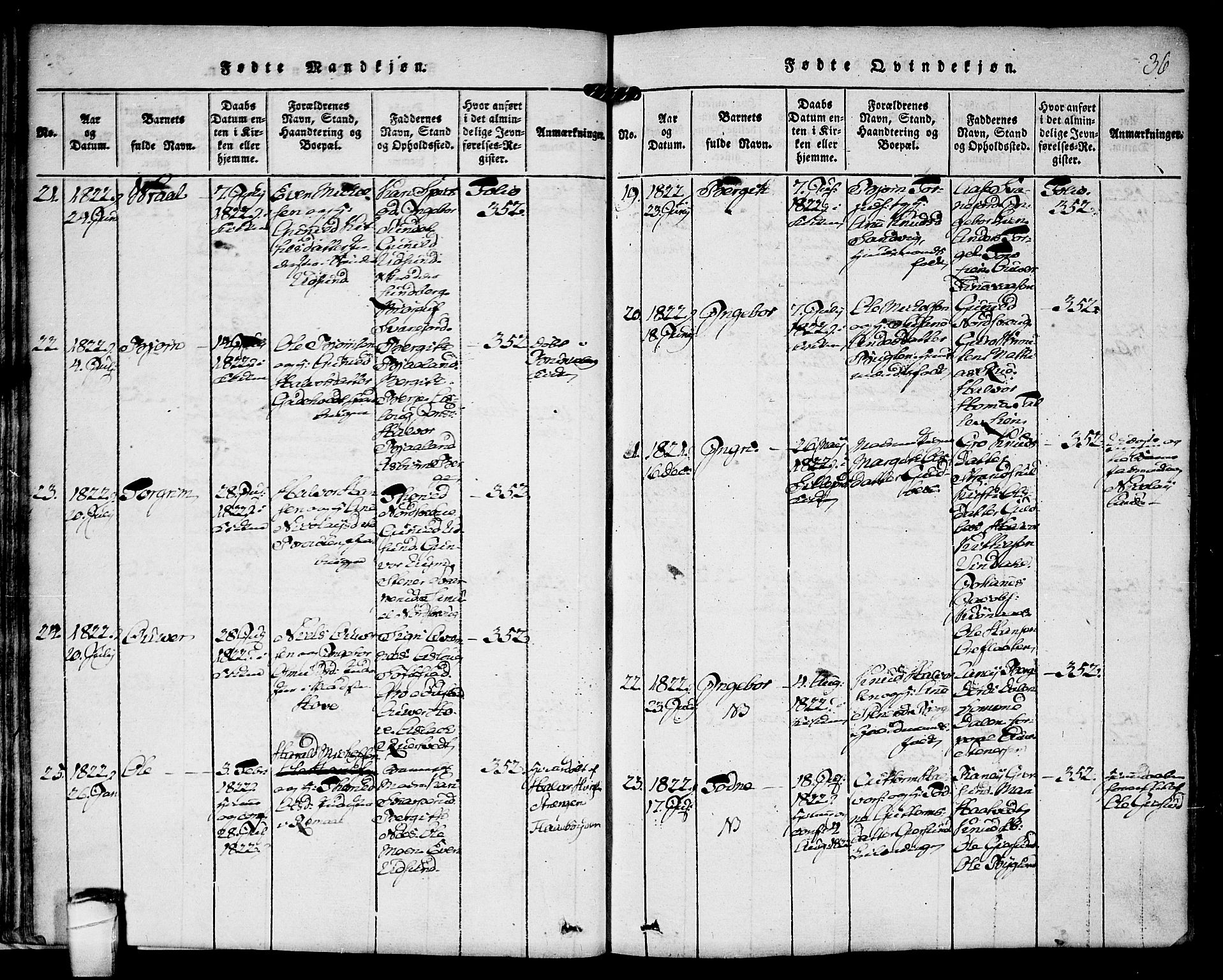 Kviteseid kirkebøker, AV/SAKO-A-276/F/Fa/L0005: Parish register (official) no. I 5, 1815-1836, p. 36