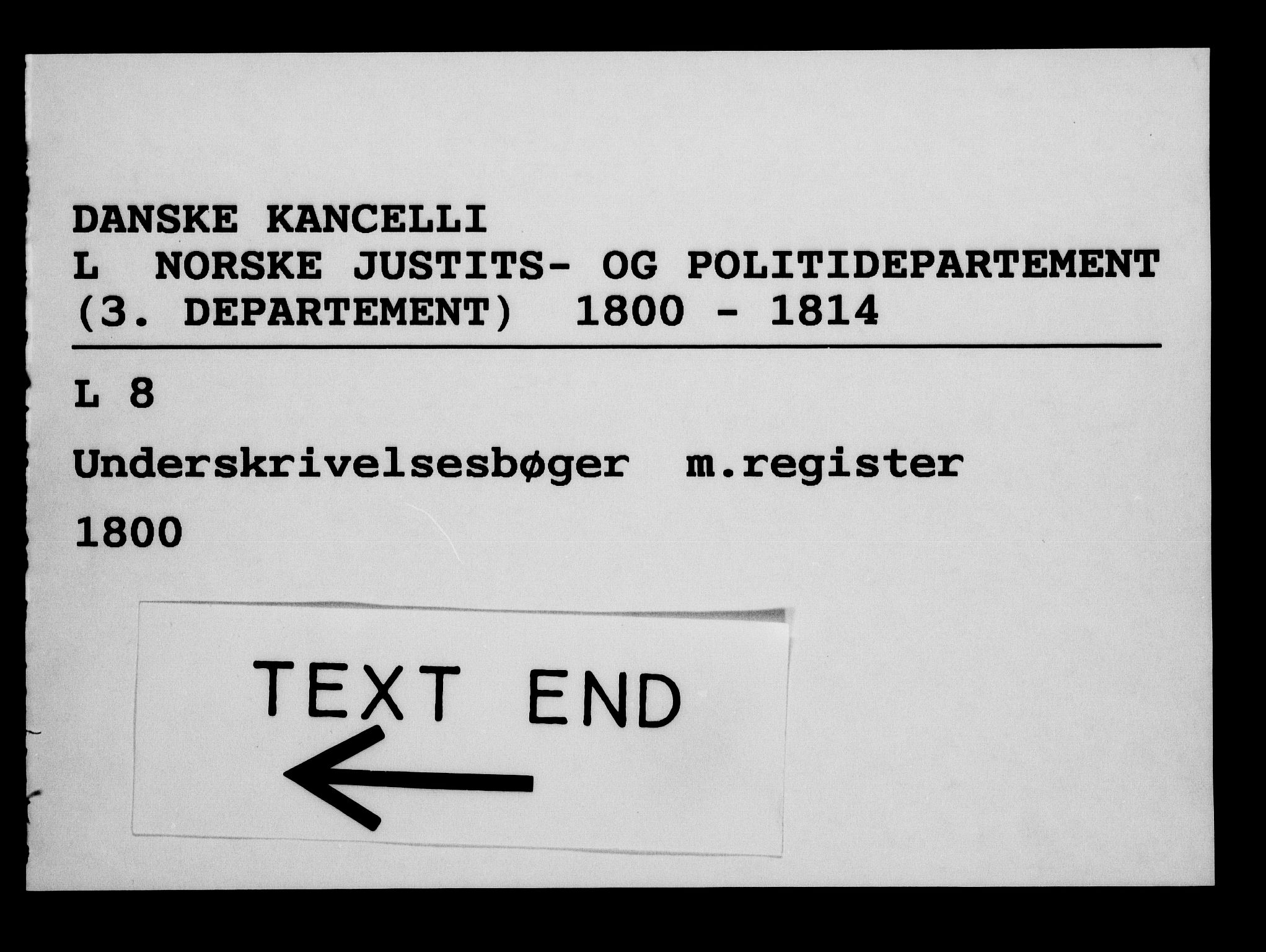 Danske Kanselli 1800-1814, RA/EA-3024/H/Hf/Hfb/Hfbc/L0001: Underskrivelsesbok m. register, 1800