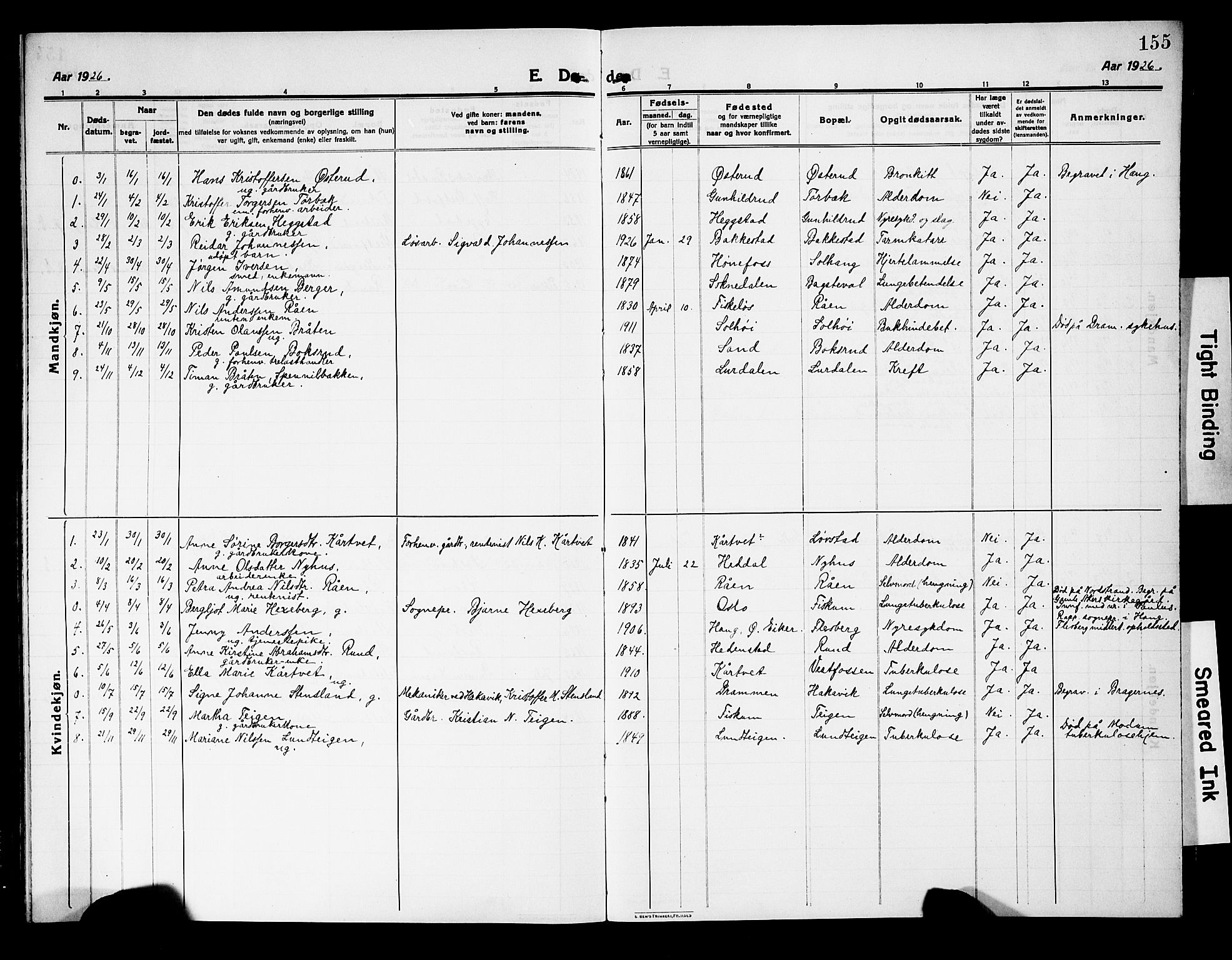 Fiskum kirkebøker, AV/SAKO-A-15/G/Ga/L0006: Parish register (copy) no. 6, 1913-1927, p. 155