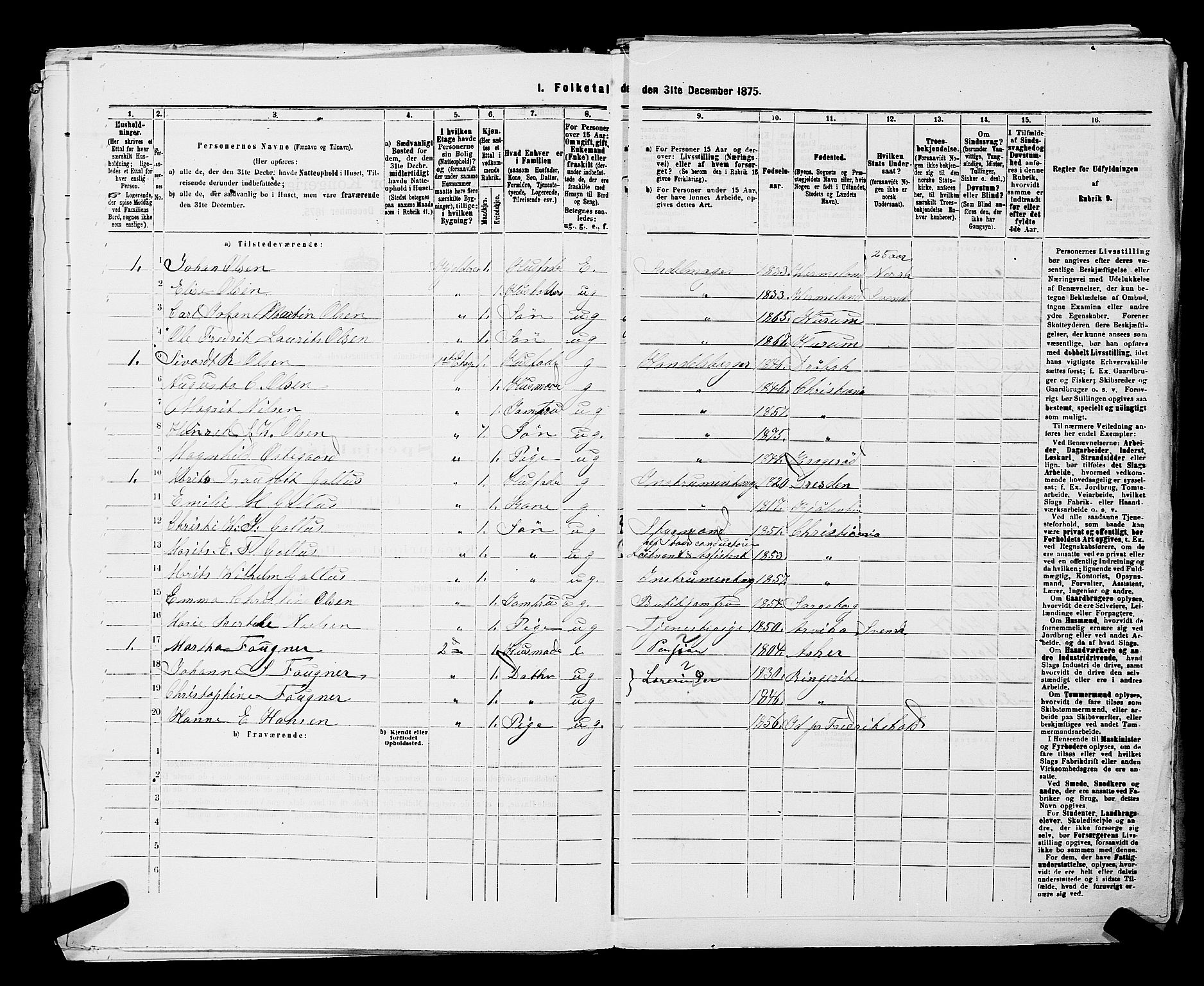 RA, 1875 census for 0301 Kristiania, 1875, p. 3376