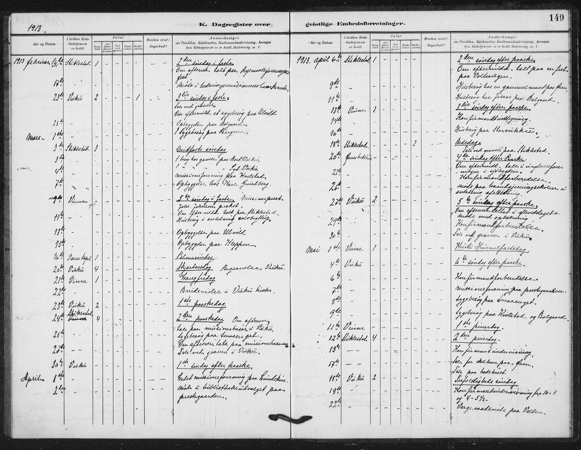 Ministerialprotokoller, klokkerbøker og fødselsregistre - Nord-Trøndelag, AV/SAT-A-1458/724/L0264: Parish register (official) no. 724A02, 1908-1915, p. 149