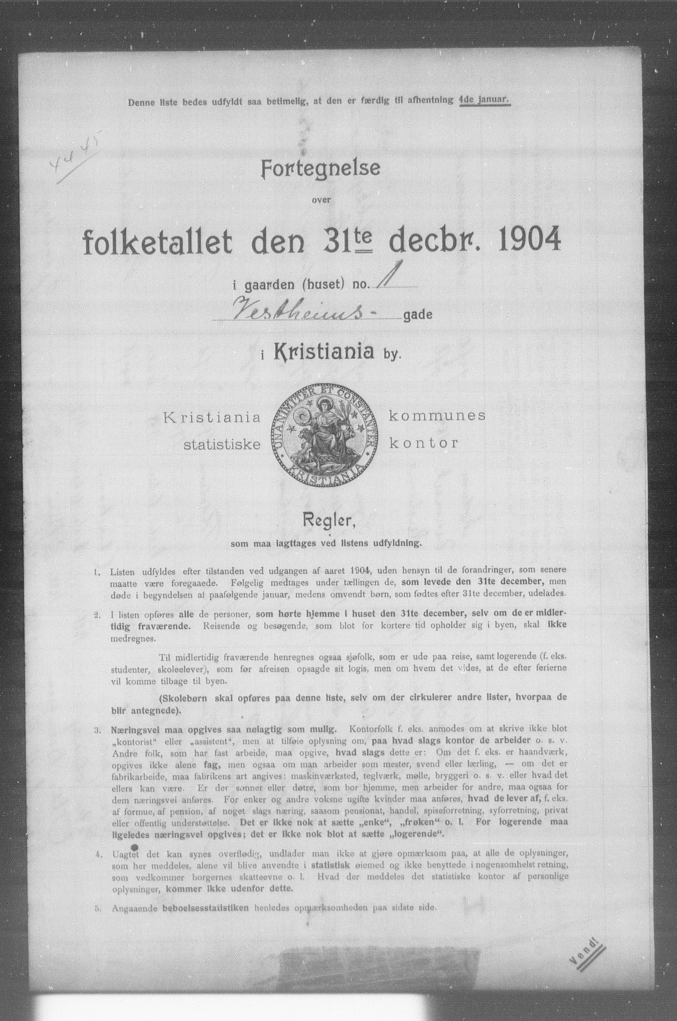 OBA, Municipal Census 1904 for Kristiania, 1904, p. 23069