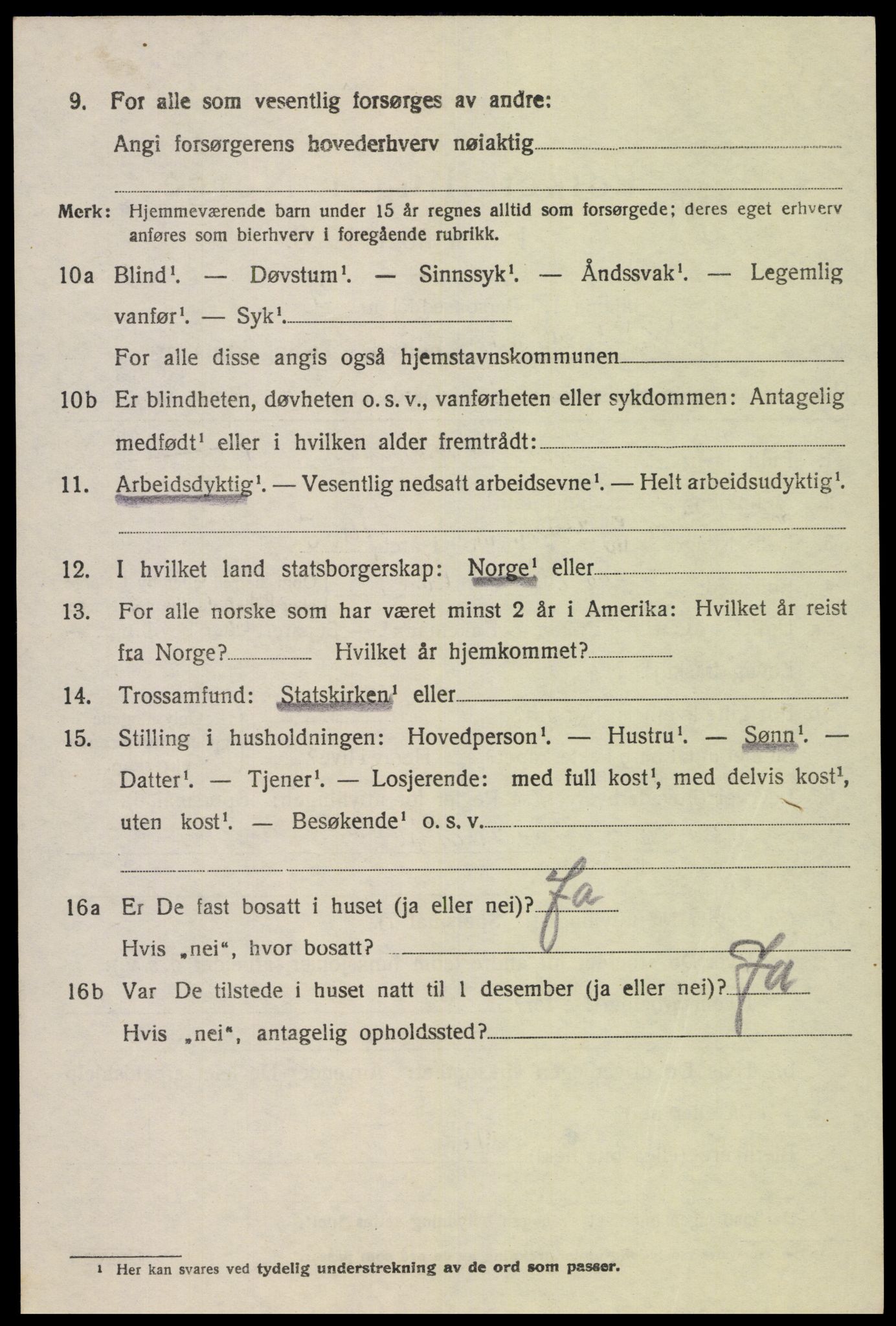 SAK, 1920 census for Øvre Sirdal, 1920, p. 1318