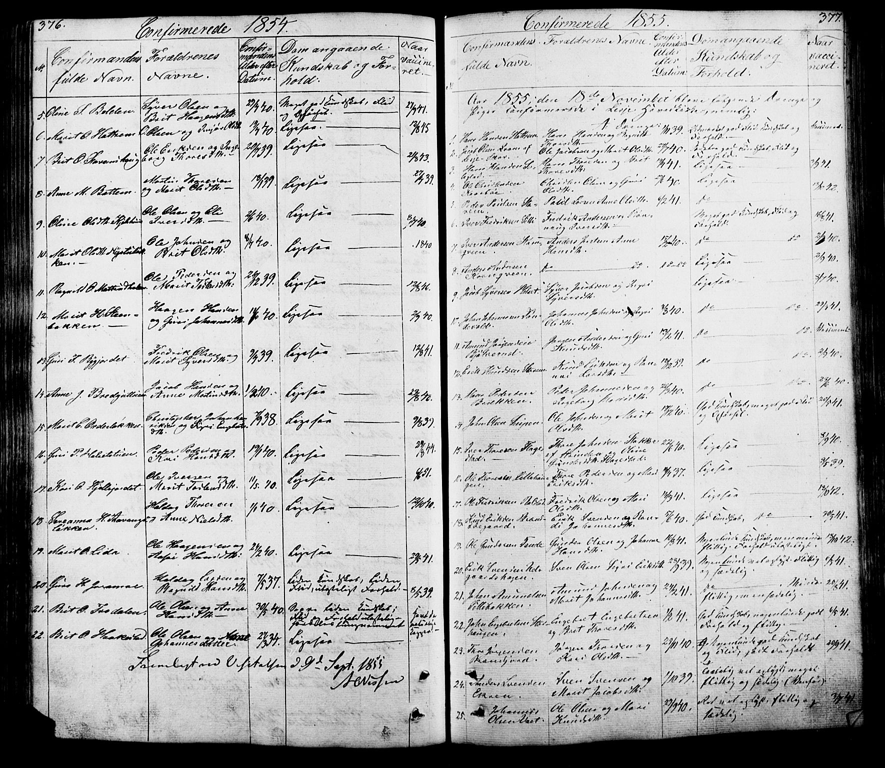 Lesja prestekontor, SAH/PREST-068/H/Ha/Hab/L0005: Parish register (copy) no. 5, 1850-1894, p. 376-377