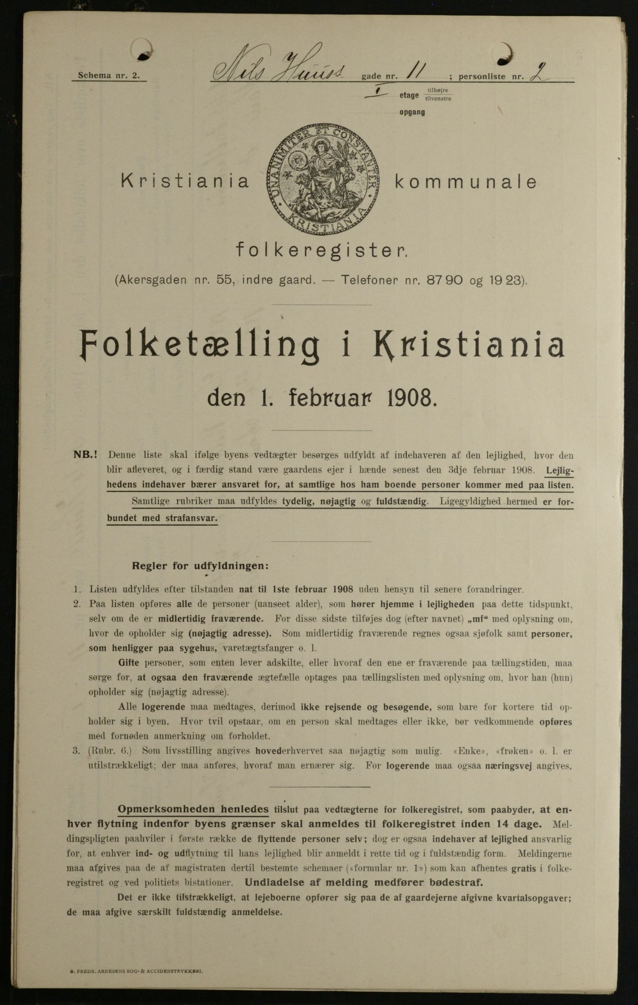 OBA, Municipal Census 1908 for Kristiania, 1908, p. 63682