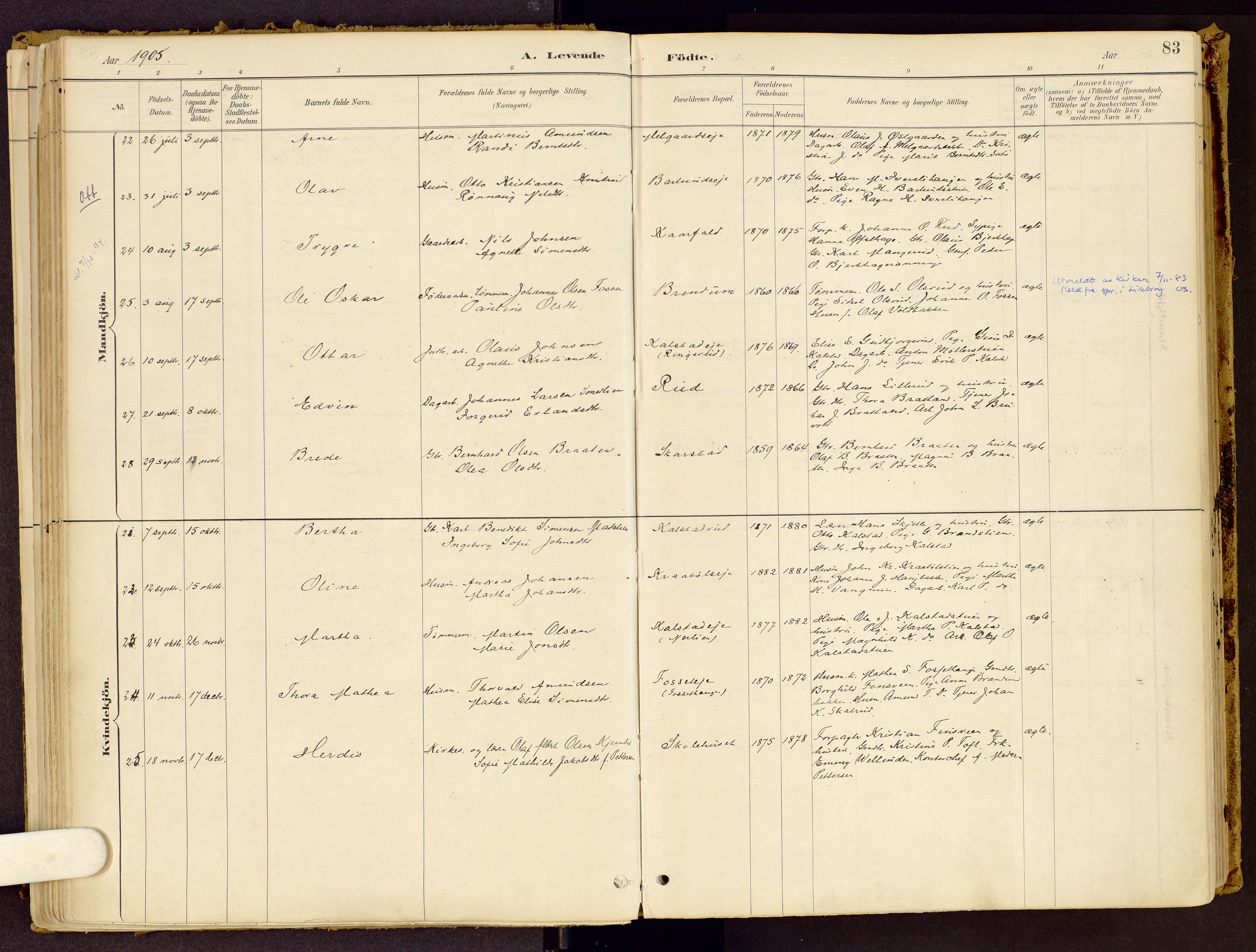 Vestre Gausdal prestekontor, SAH/PREST-094/H/Ha/Haa/L0001: Parish register (official) no. 1, 1887-1914, p. 83