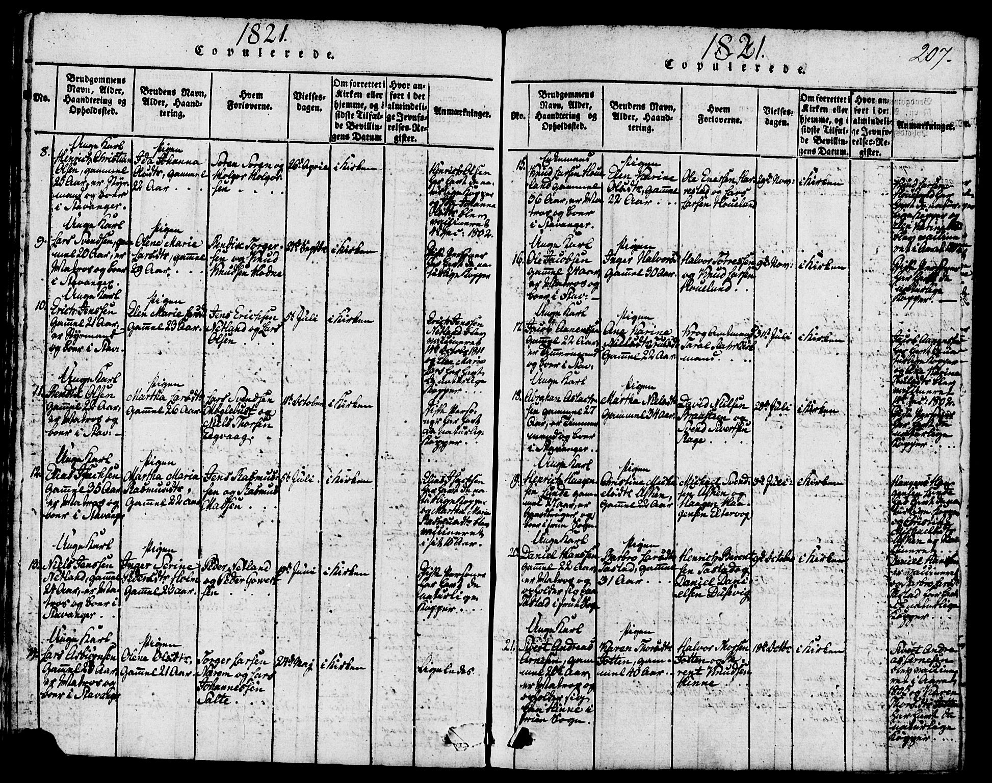 Domkirken sokneprestkontor, AV/SAST-A-101812/001/30/30BB/L0008: Parish register (copy) no. B 8, 1816-1821, p. 207