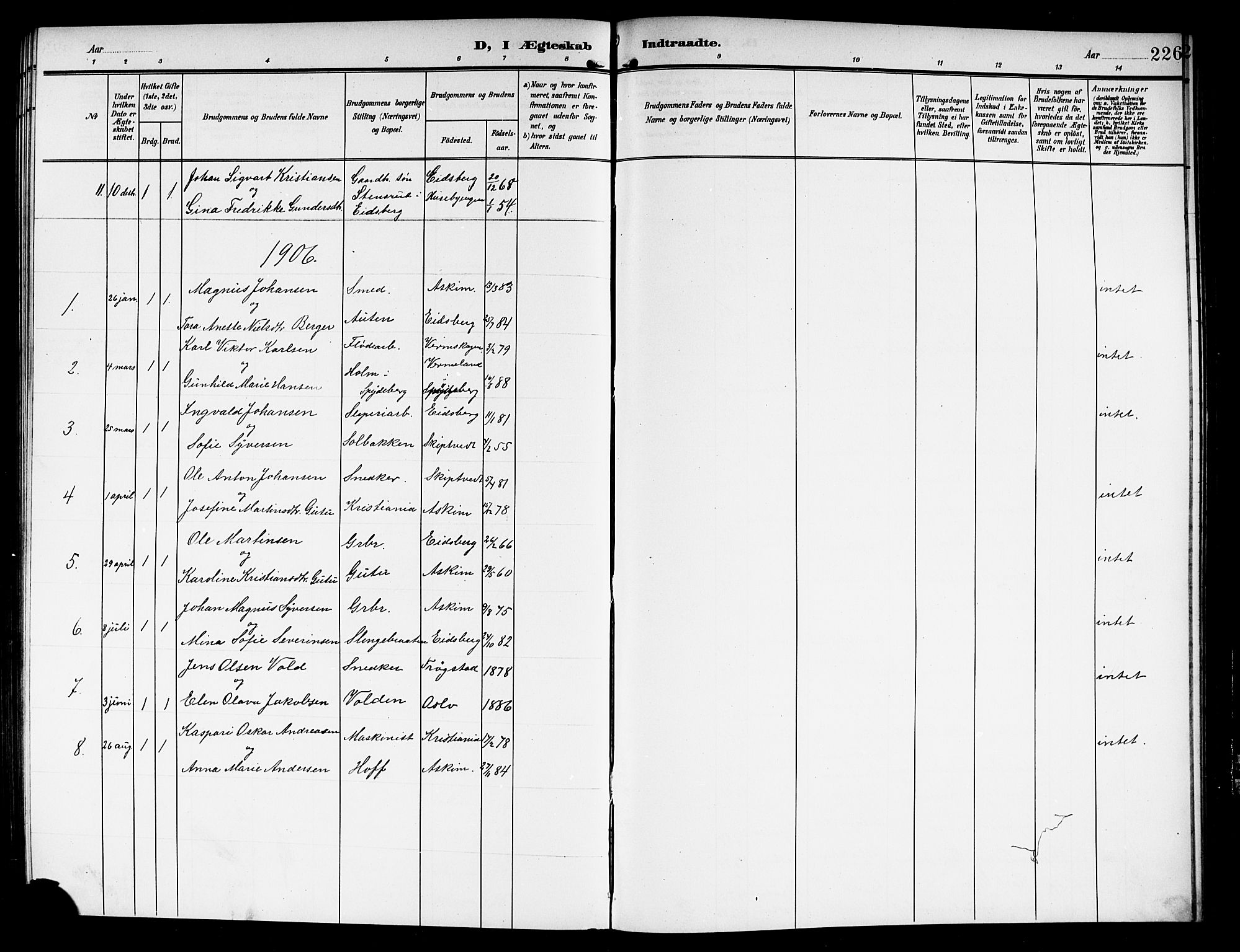 Askim prestekontor Kirkebøker, AV/SAO-A-10900/G/Ga/L0002: Parish register (copy) no. 2, 1903-1921, p. 226