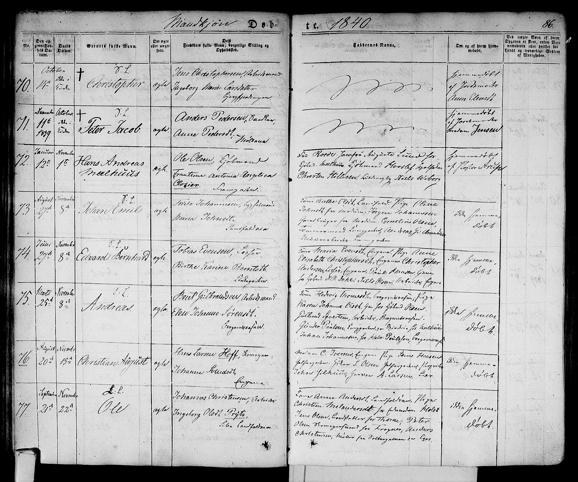 Bragernes kirkebøker, AV/SAKO-A-6/F/Fb/L0001: Parish register (official) no. II 1, 1830-1847, p. 86