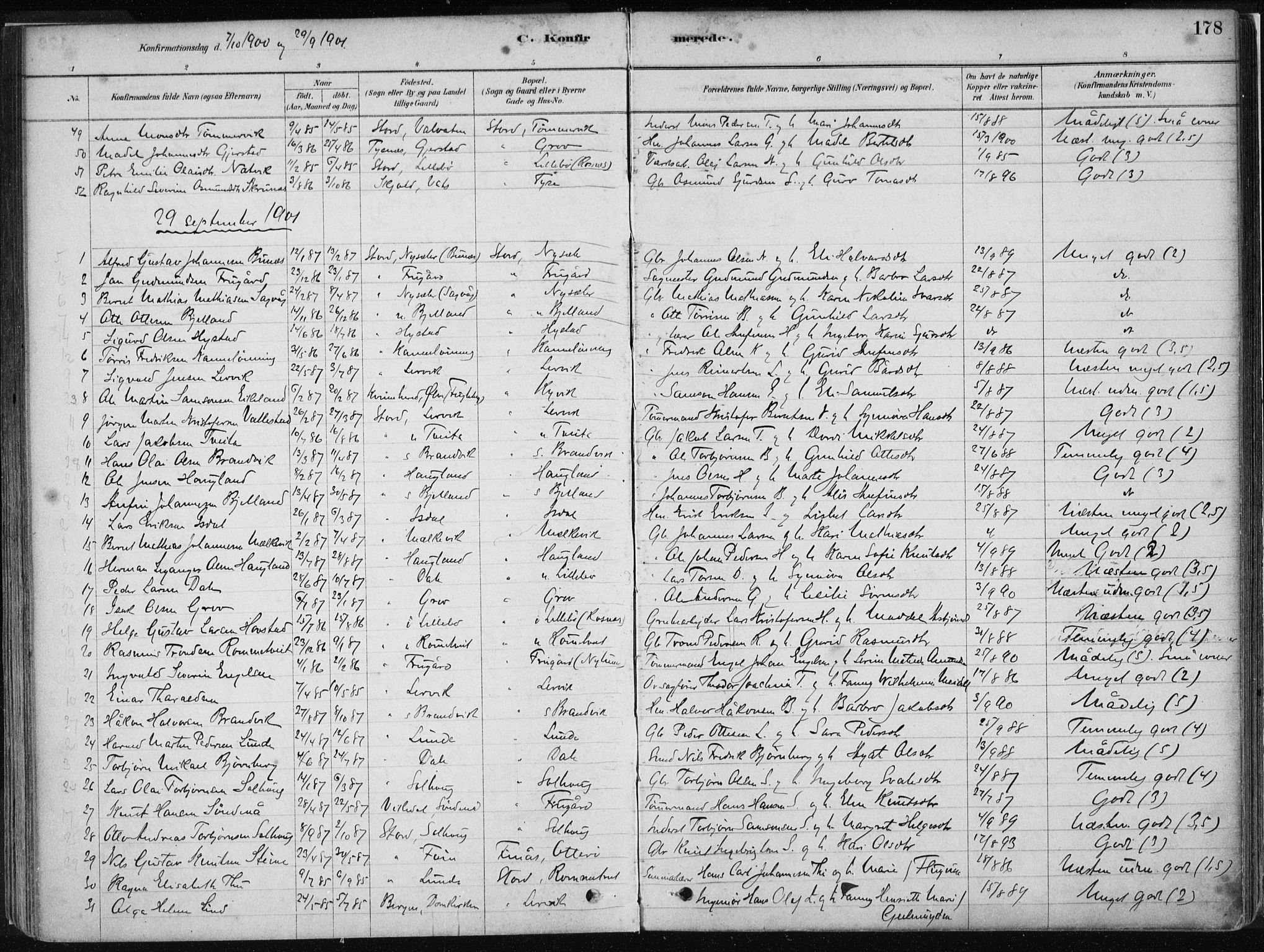 Stord sokneprestembete, SAB/A-78201/H/Haa: Parish register (official) no. B 2, 1878-1913, p. 178
