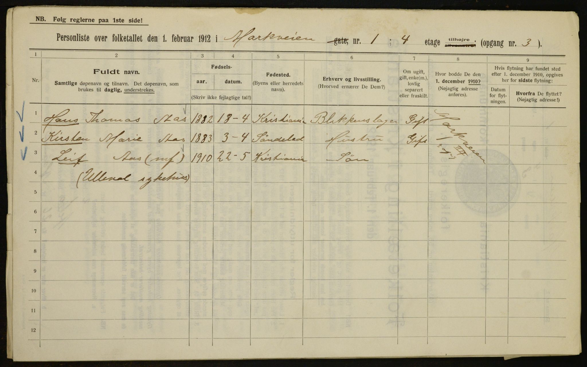 OBA, Municipal Census 1912 for Kristiania, 1912, p. 63361