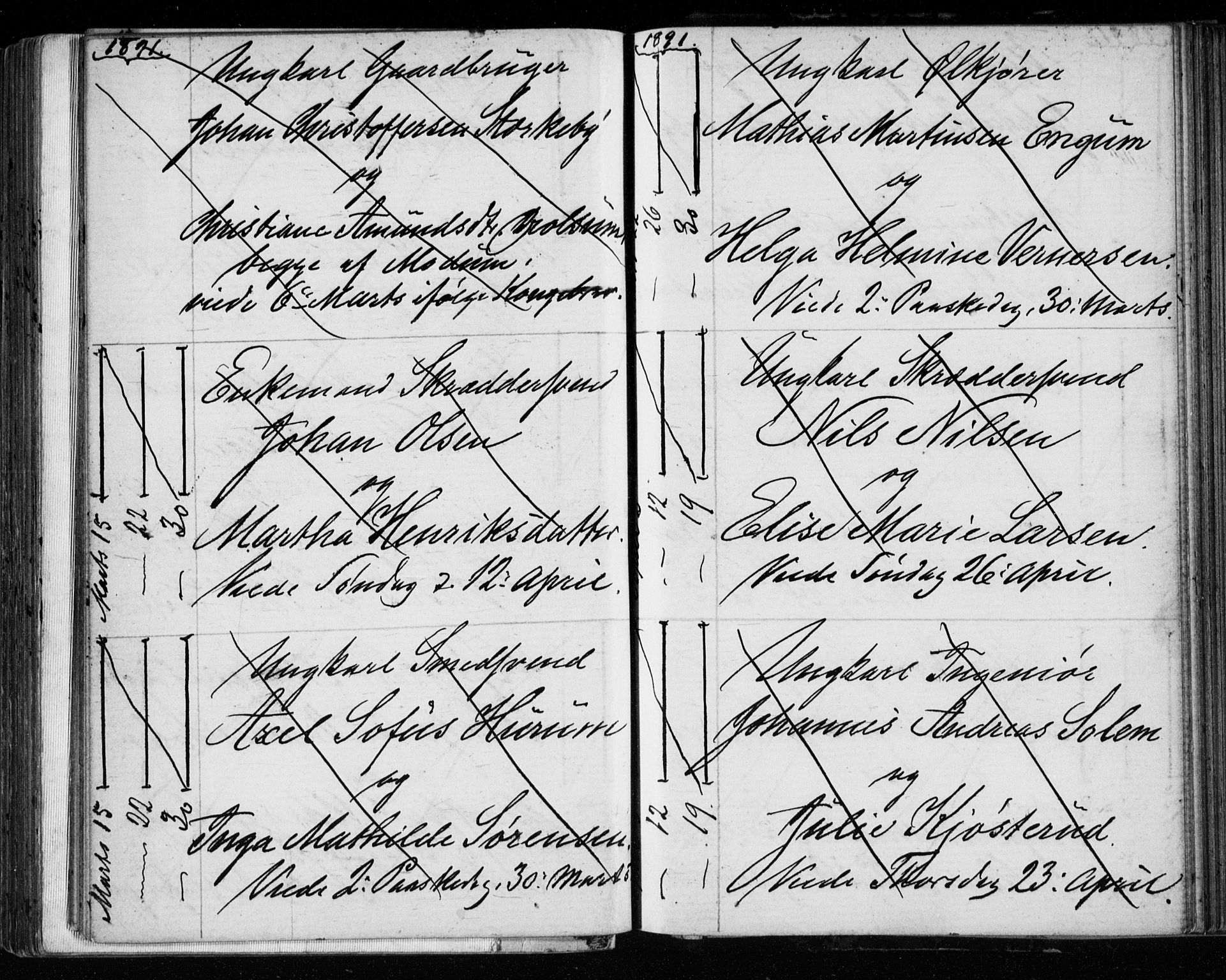 Bragernes kirkebøker, AV/SAKO-A-6/H/Ha/L0006: Banns register no. 6, 1873-1896