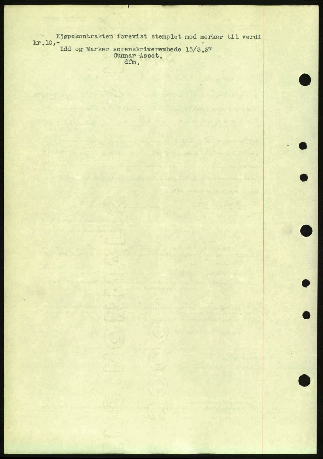 Idd og Marker sorenskriveri, AV/SAO-A-10283/G/Gb/Gbb/L0001: Mortgage book no. A1, 1936-1937, Diary no: : 284/1937