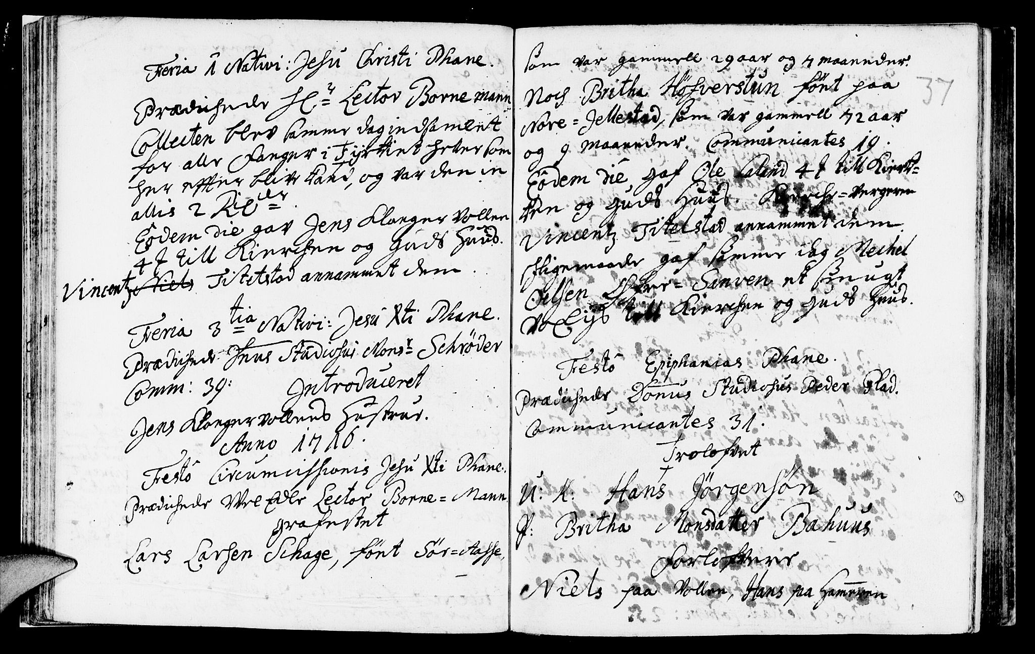 Fana Sokneprestembete, AV/SAB-A-75101/H/Haa/Haaa/L0001: Parish register (official) no. A 1, 1712-1719, p. 37