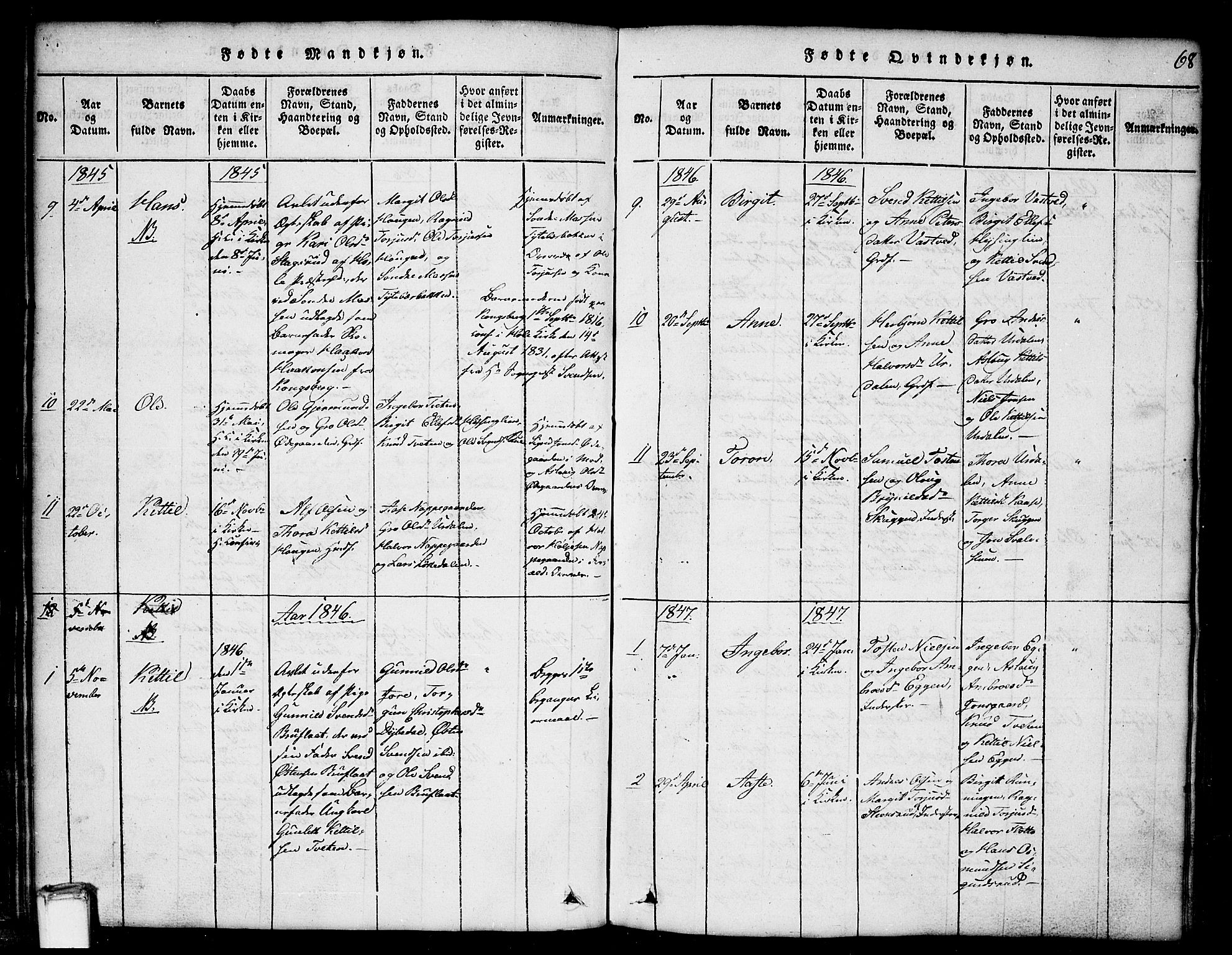 Gransherad kirkebøker, SAKO/A-267/G/Gb/L0001: Parish register (copy) no. II 1, 1815-1860, p. 68