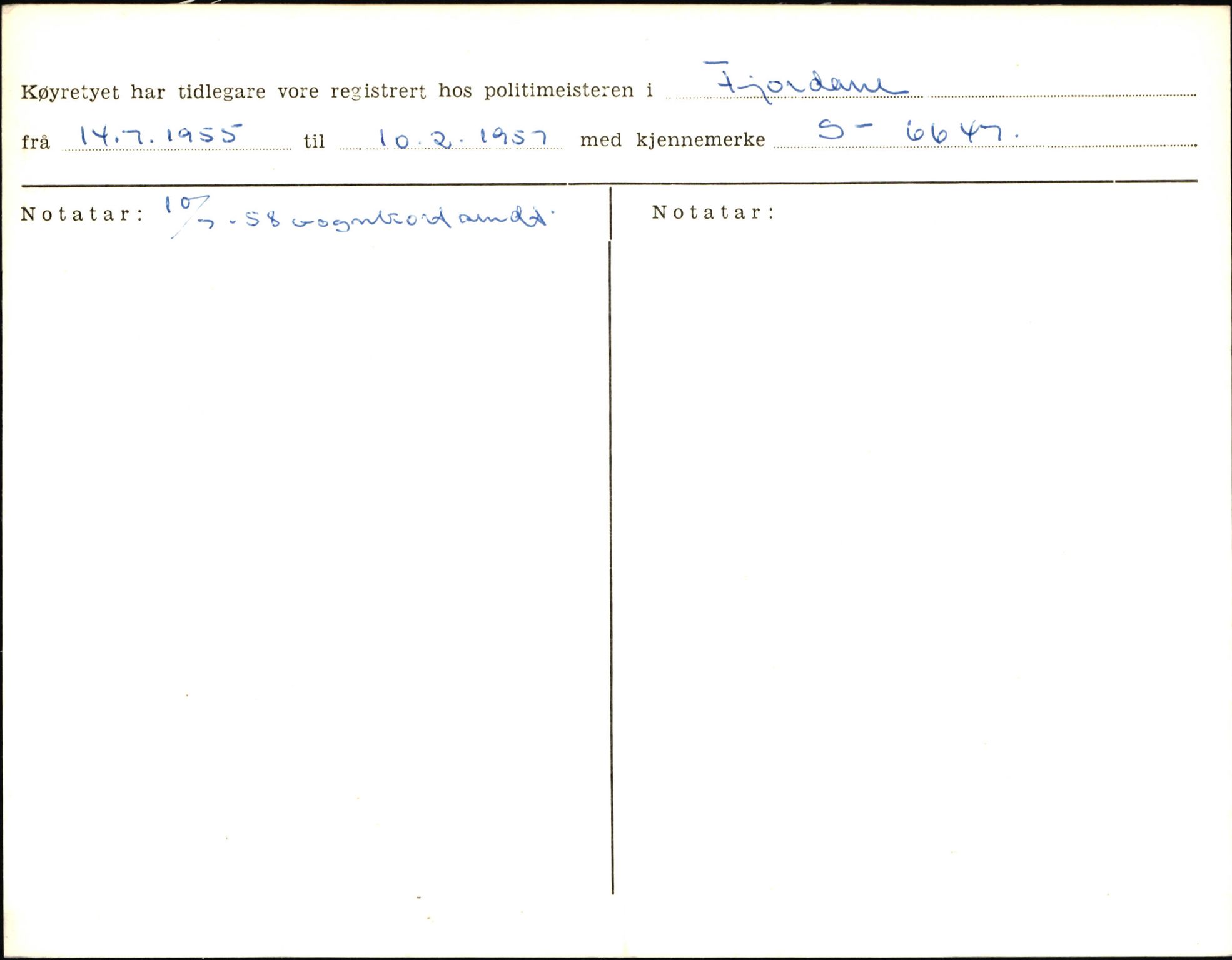 Statens vegvesen, Sogn og Fjordane vegkontor, AV/SAB-A-5301/4/F/L0006: Registerkort utmeldte Fjordane S8300-9500, 1930-1961, p. 69