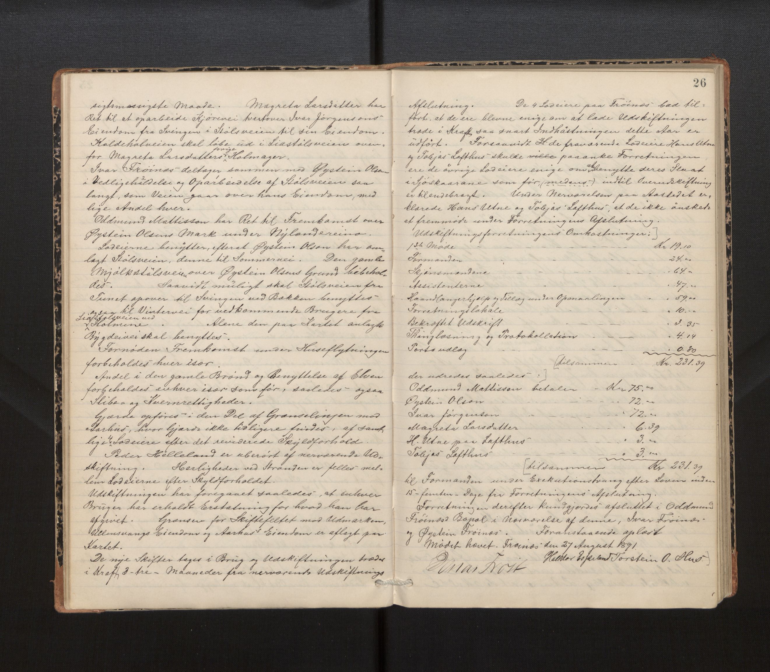 Hordaland jordskiftedøme - IV Hardanger jordskiftedistrikt, AV/SAB-A-7101/A/Aa/L0013: Forhandlingsprotokoll, 1890-1894, p. 25b-26a