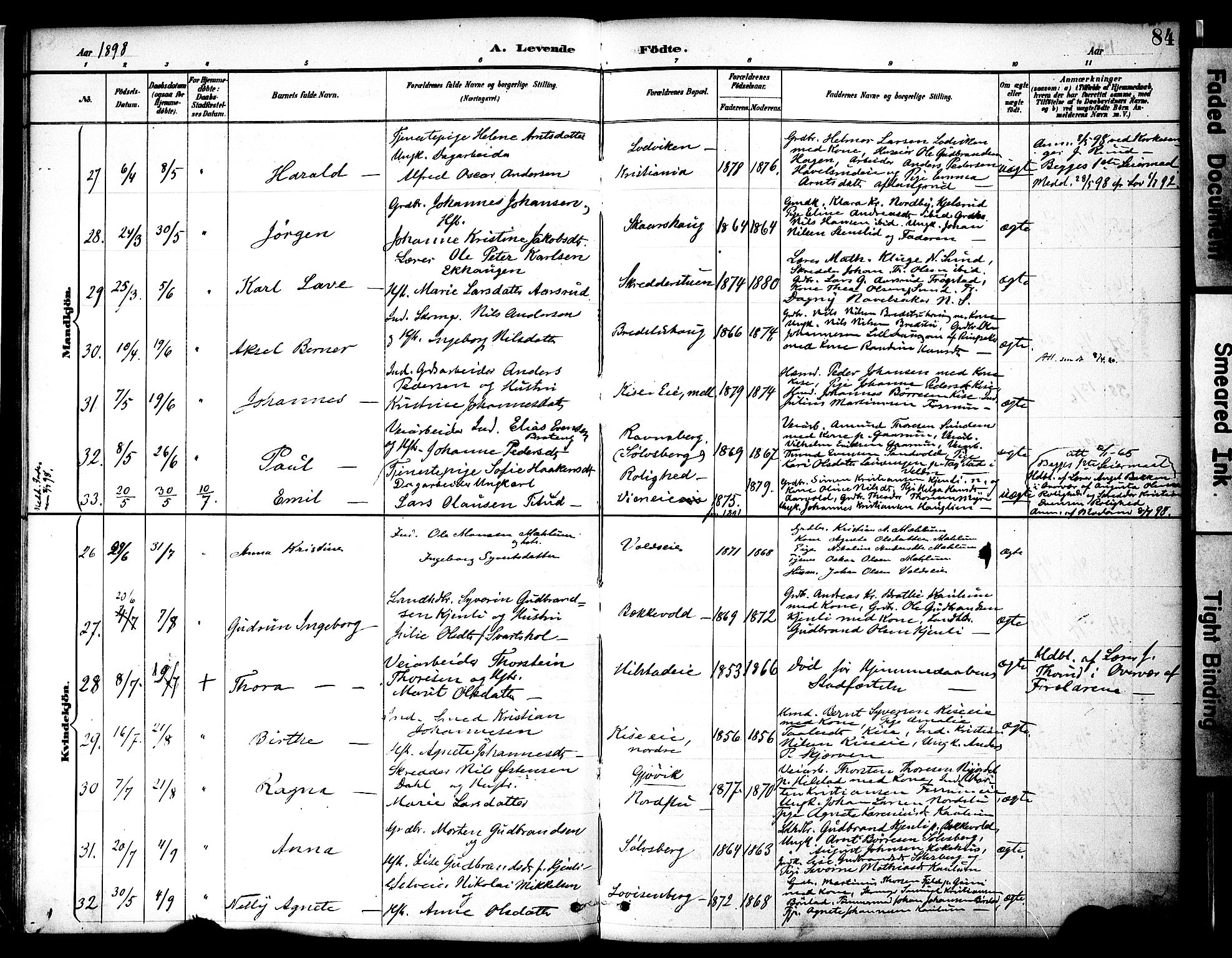 Nes prestekontor, Hedmark, AV/SAH-PREST-020/K/Ka/L0009: Parish register (official) no. 9, 1887-1905, p. 84