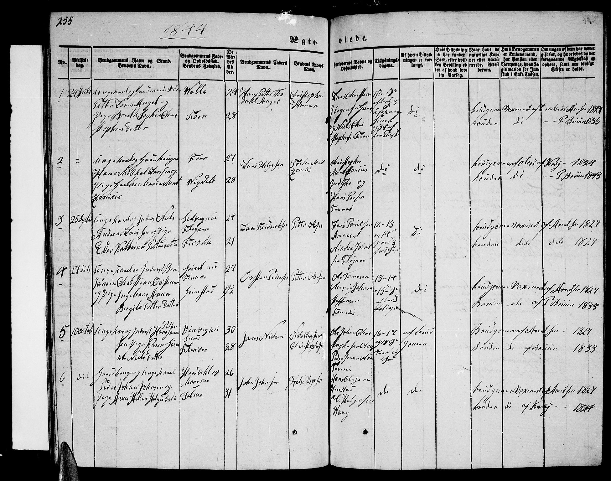 Ministerialprotokoller, klokkerbøker og fødselsregistre - Nordland, SAT/A-1459/805/L0106: Parish register (copy) no. 805C02, 1841-1861, p. 255