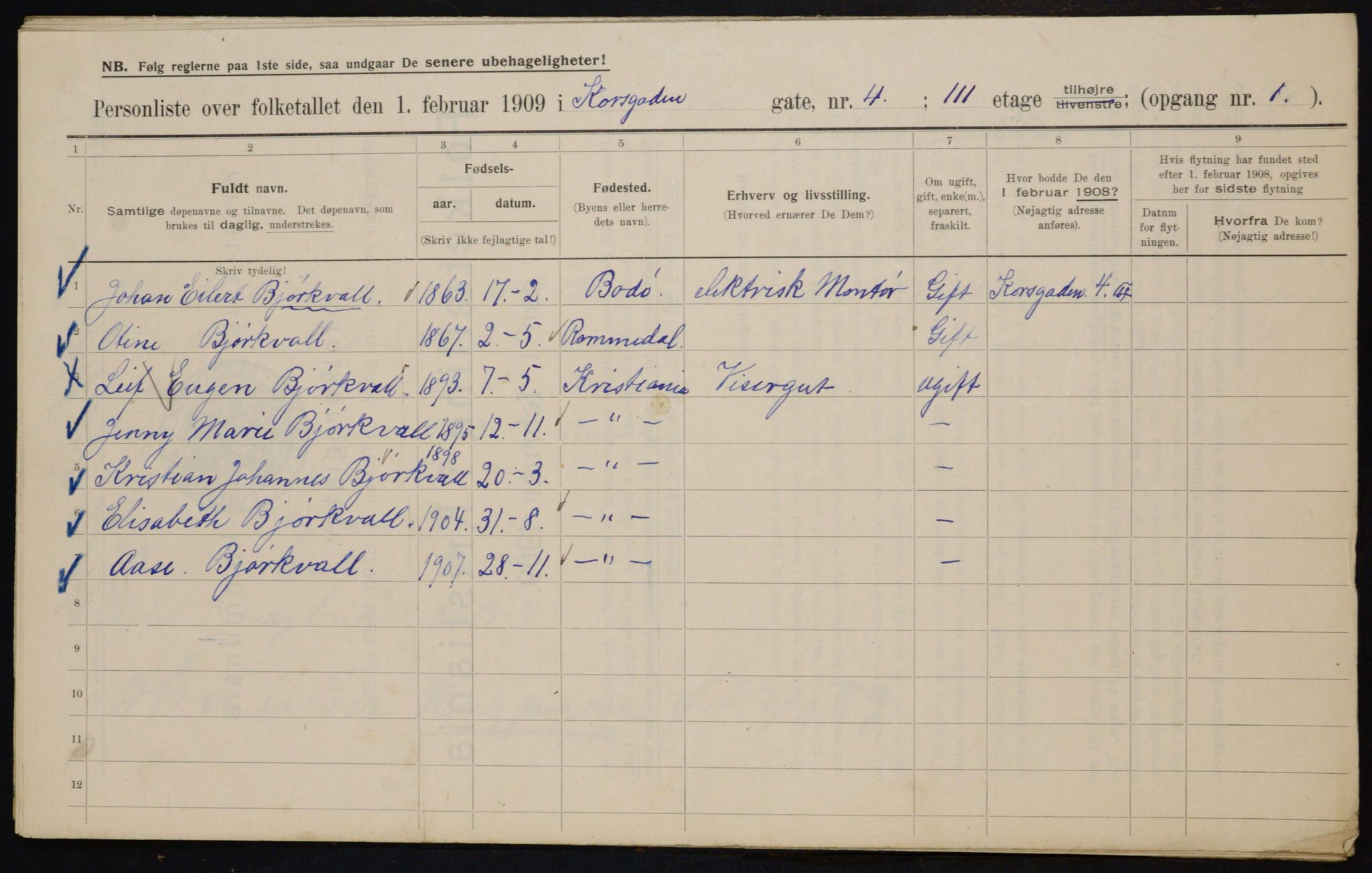 OBA, Municipal Census 1909 for Kristiania, 1909, p. 49020